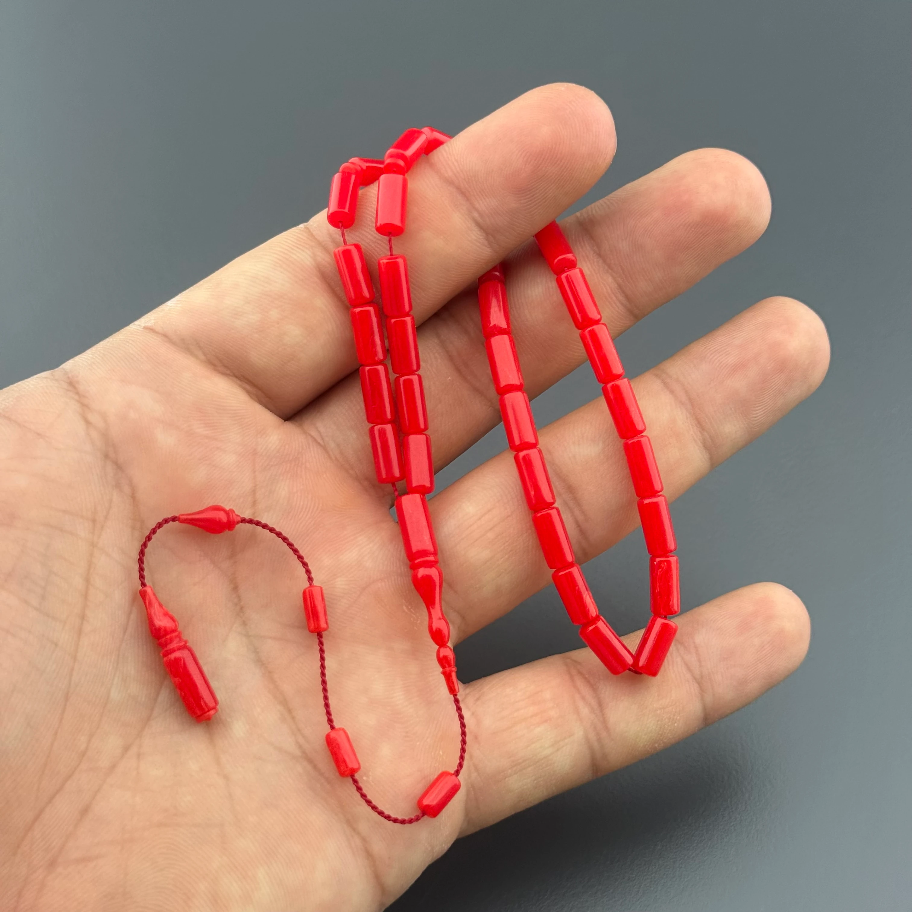 Özel Usta İşçilikli Kırmızı Kapsül Kesim Sistemli Eski Alman Istaka Obje Tesbih