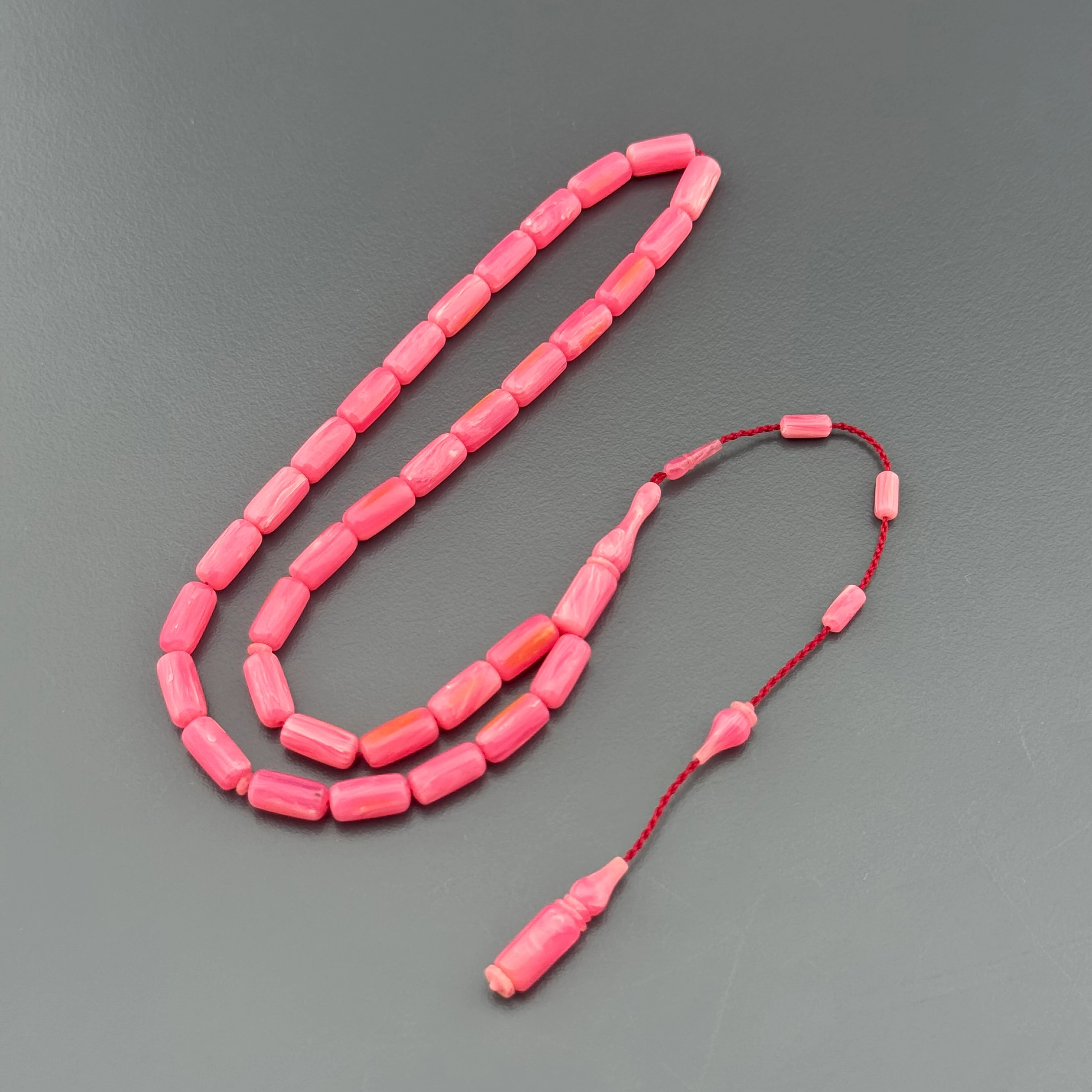 Özel Usta İşçilikli Pembe Kapsül Kesim Sistemli Eski Alman Istaka Obje Tesbih