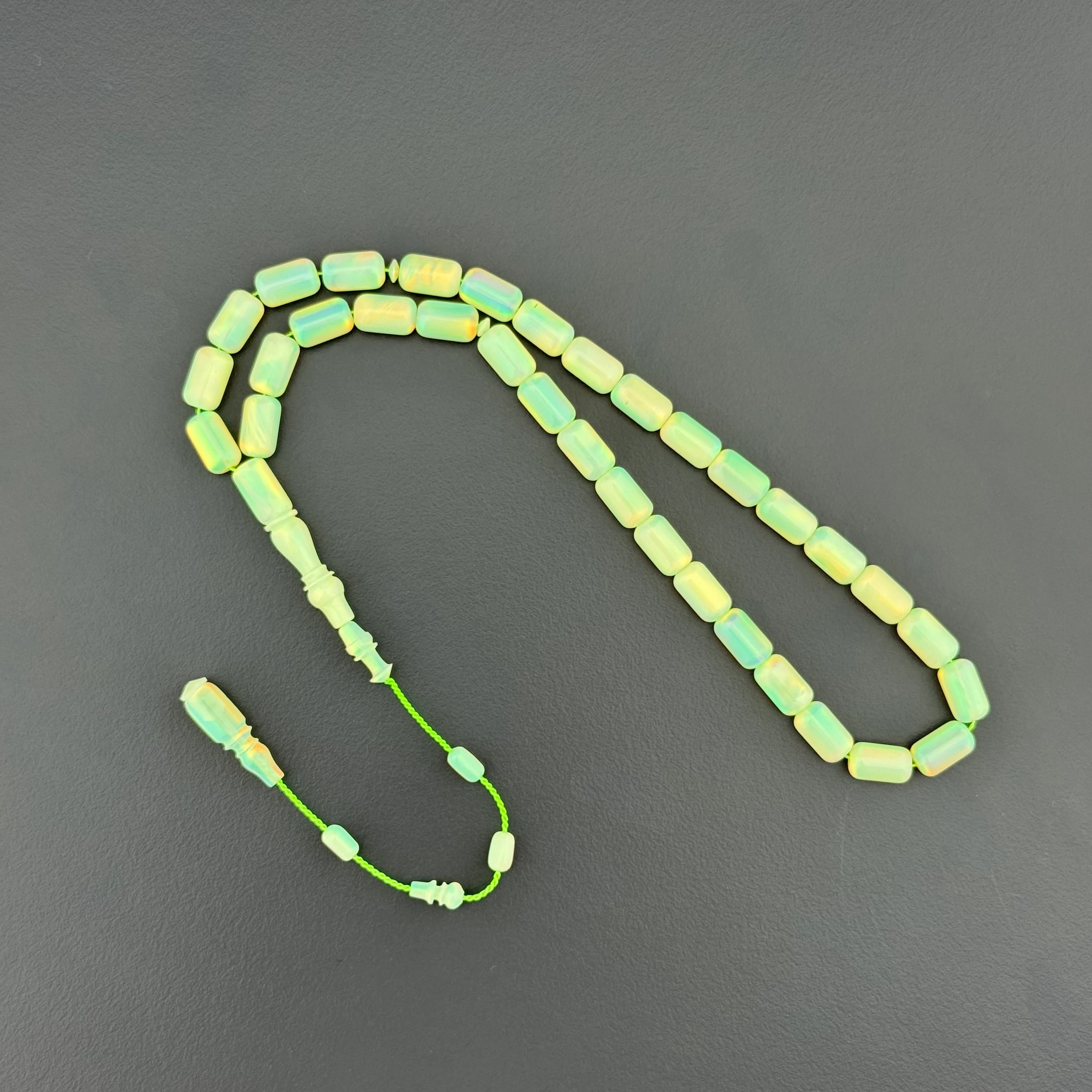 Usta İşçilik Açık Sarı Doğal Dokulu Opal Tesbih