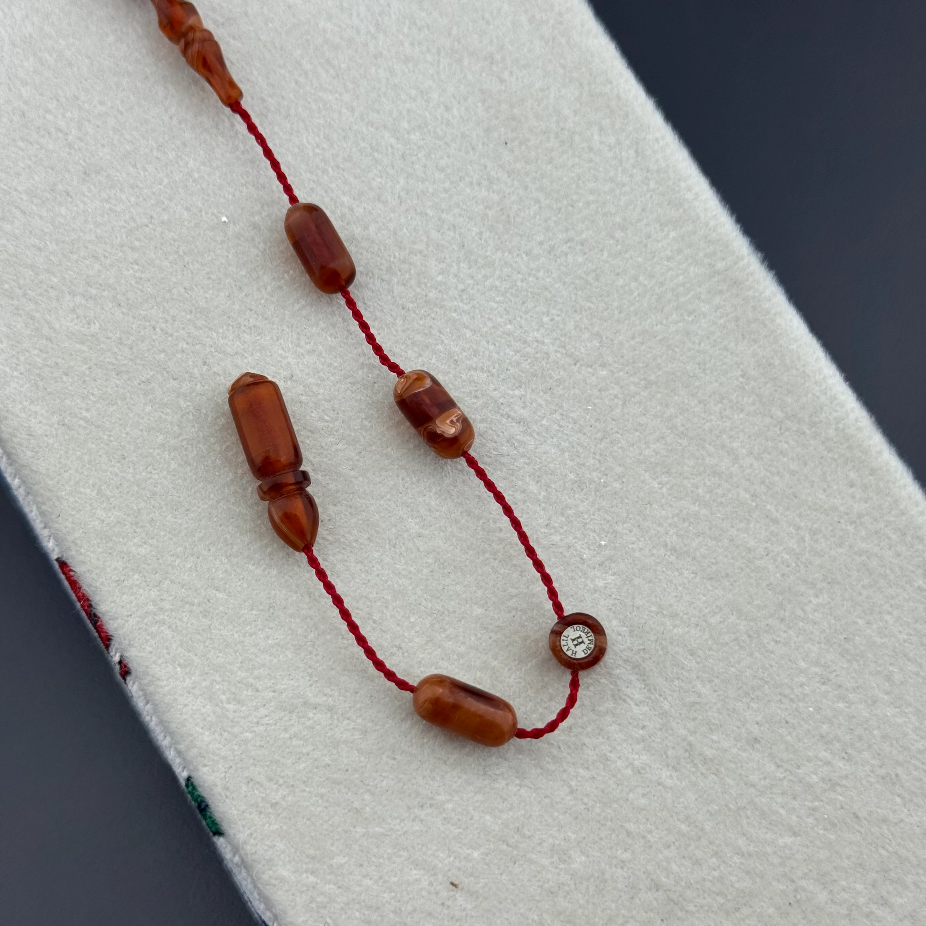 Halil Demirkol Usta İşçilikli Sütlü Kahve Renk Süzmeli Sıkma Kehribar Tesbih