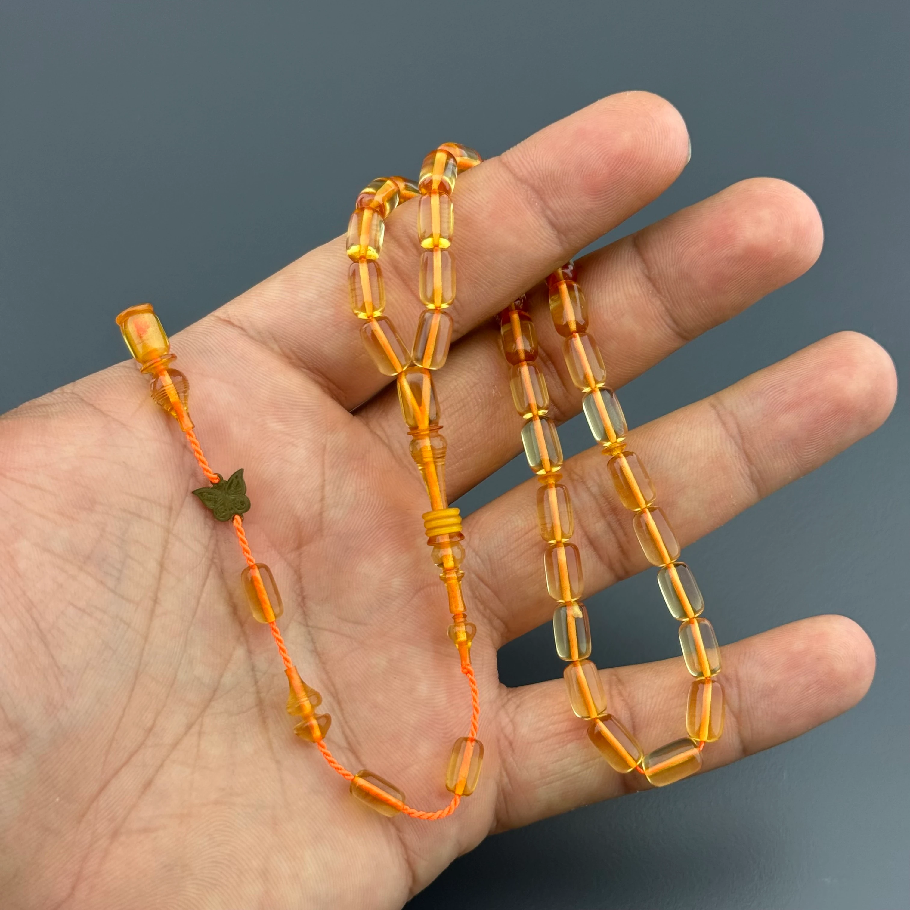 Emine REŞVANİ Usta Halkalı İmame Açık Sarı Ateş Kehribar Tesbih 