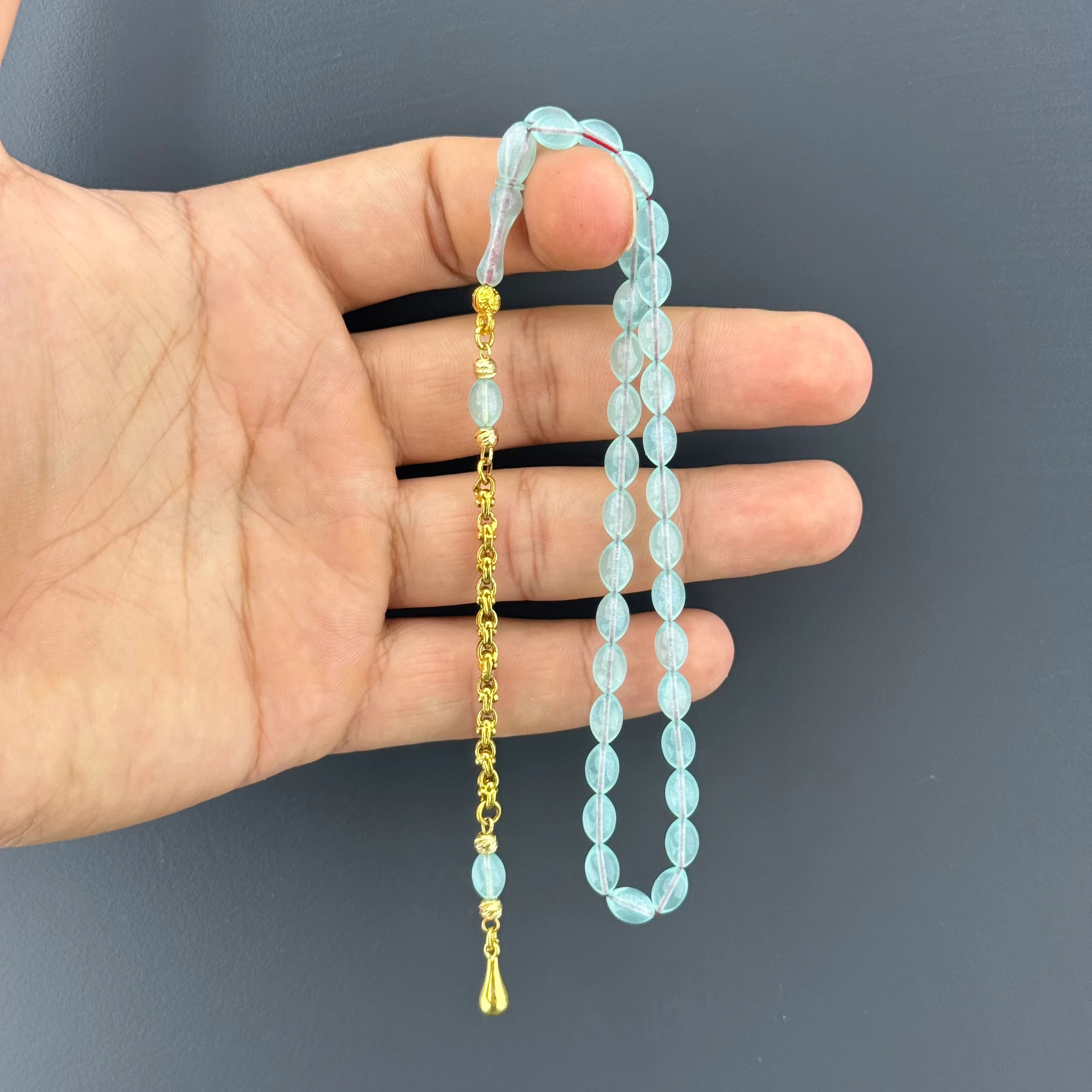 Bilek Boy 925 ayar Gümüş püsküllü Cam Göbeği Yeşil Alman Bakalit Tesbih