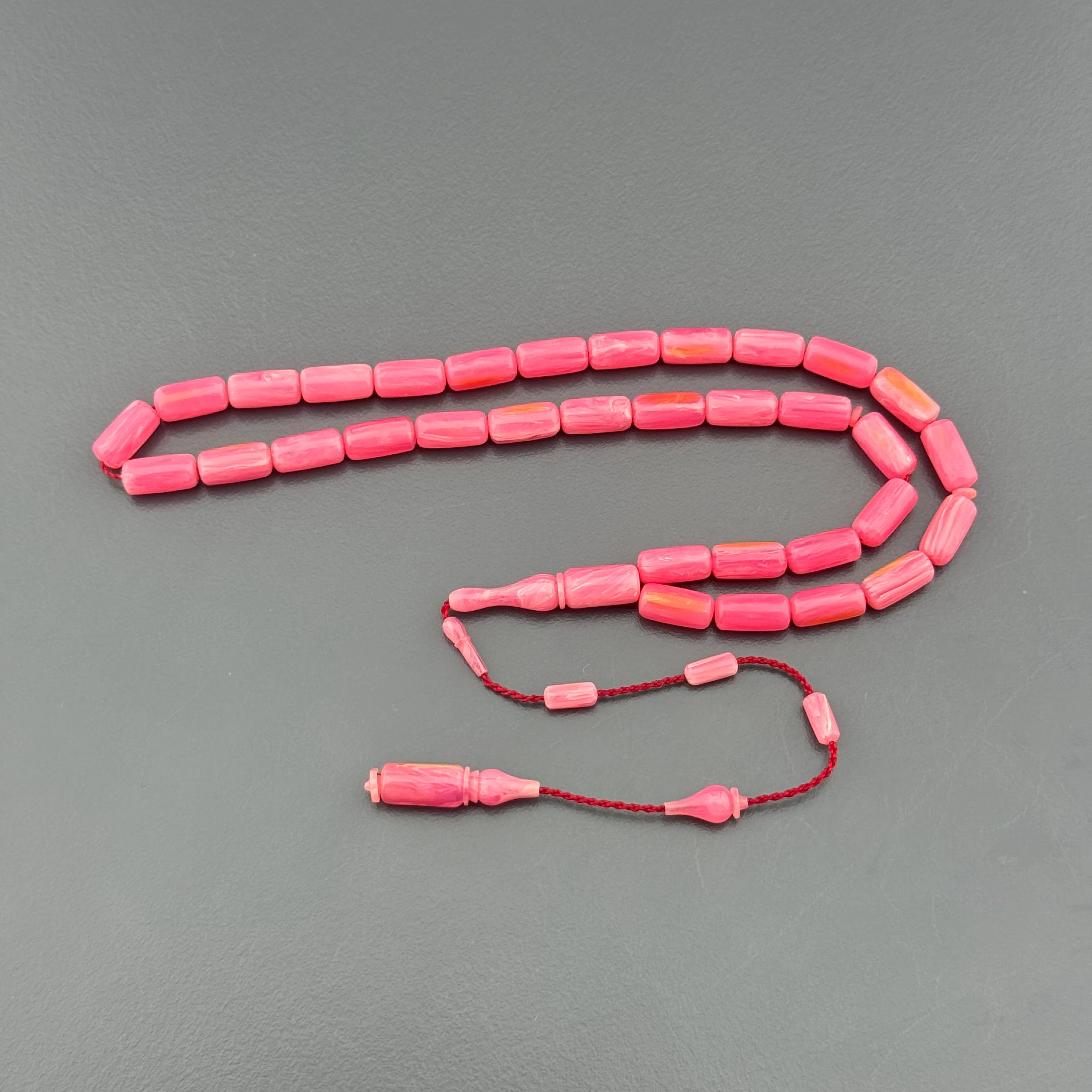 Özel Usta İşçilikli Pembe Kapsül Kesim Sistemli Eski Alman Istaka Obje Tesbih