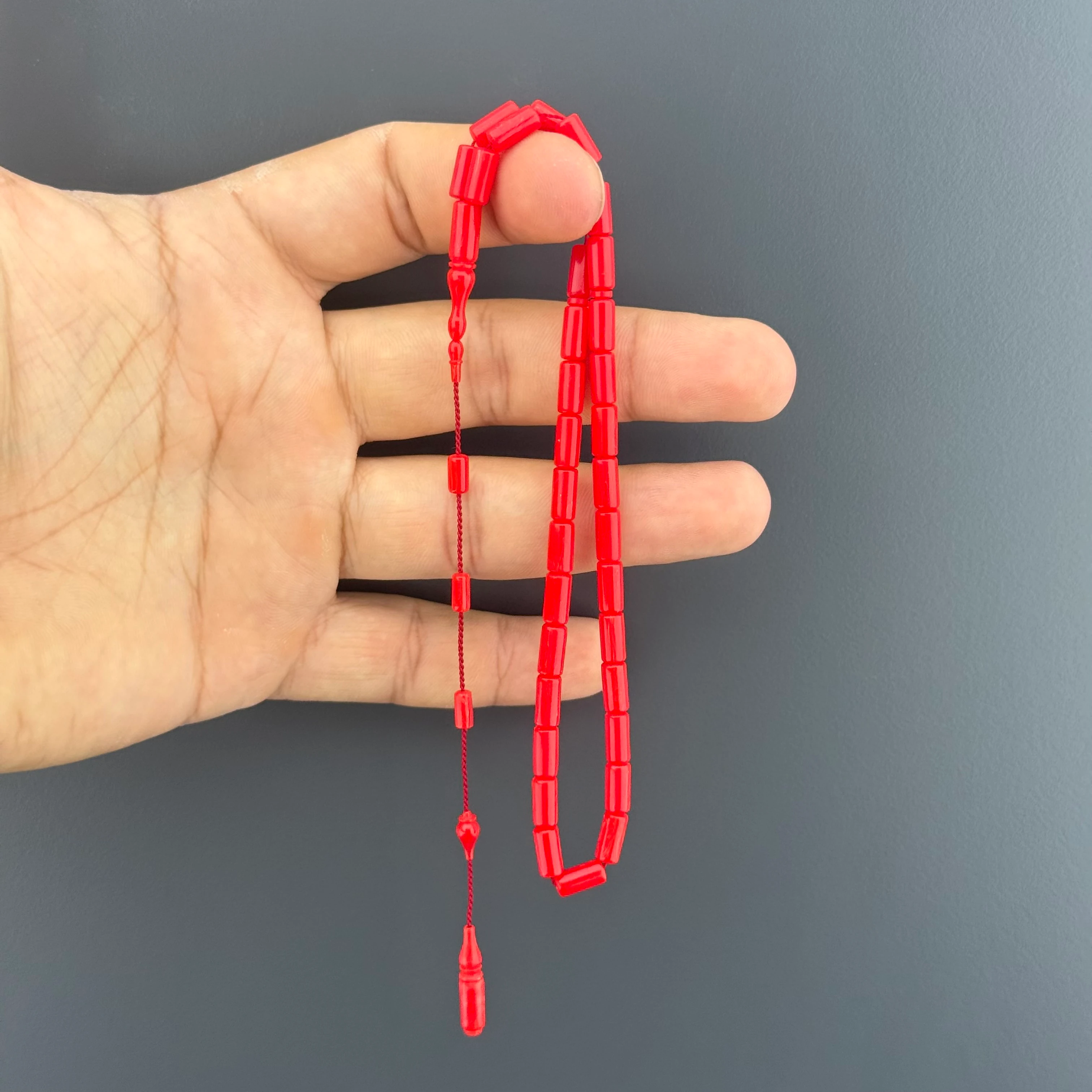 Özel Usta İşçilikli Kırmızı Kapsül Kesim Sistemli Eski Alman Istaka Obje Tesbih