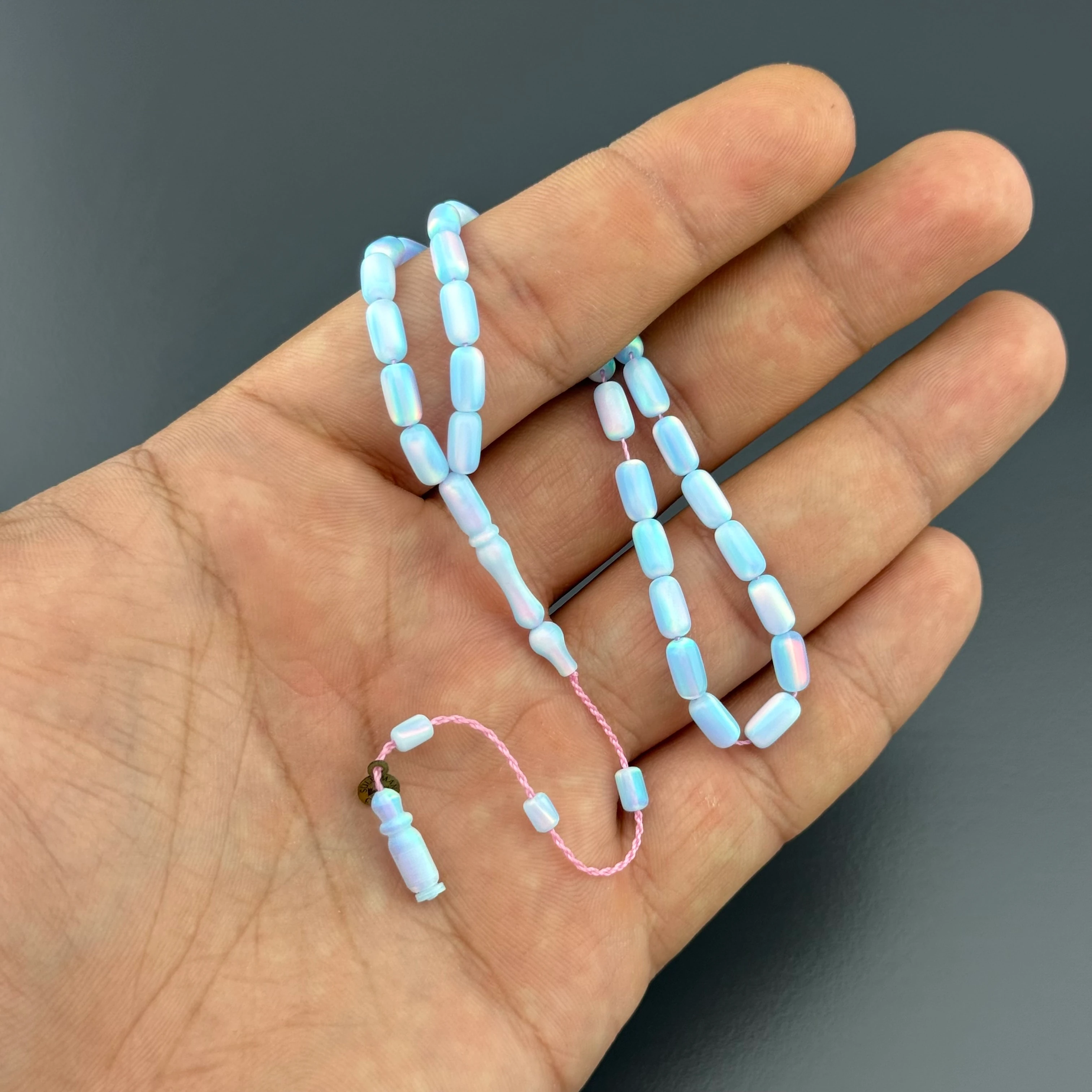 Usta İşçilikli Bilek Boy Açık Mavi Orijinal Opal Tesbih