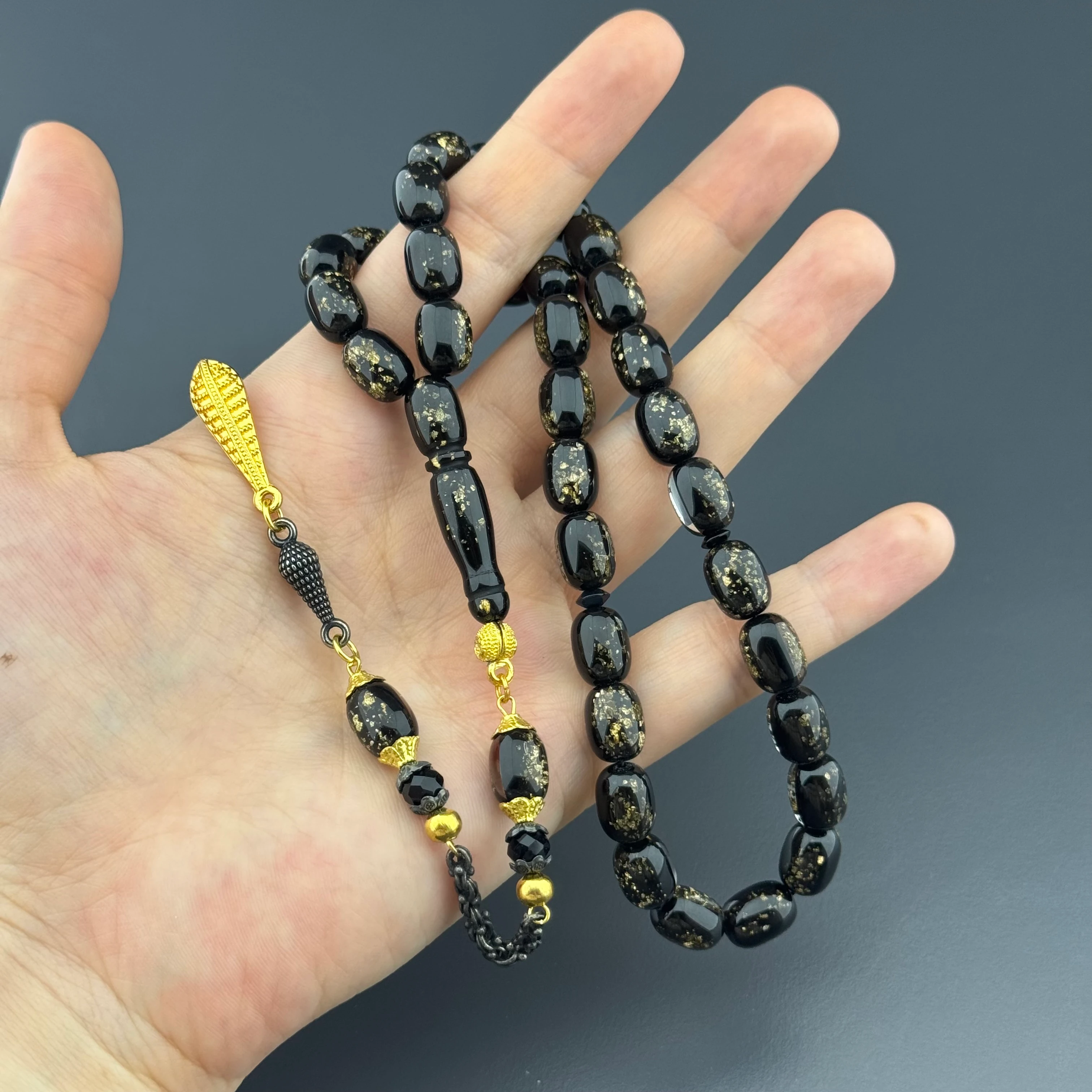 Özel Kutusunda Sertifikalı Kapsül Kesim Golden Rosary Tesbih