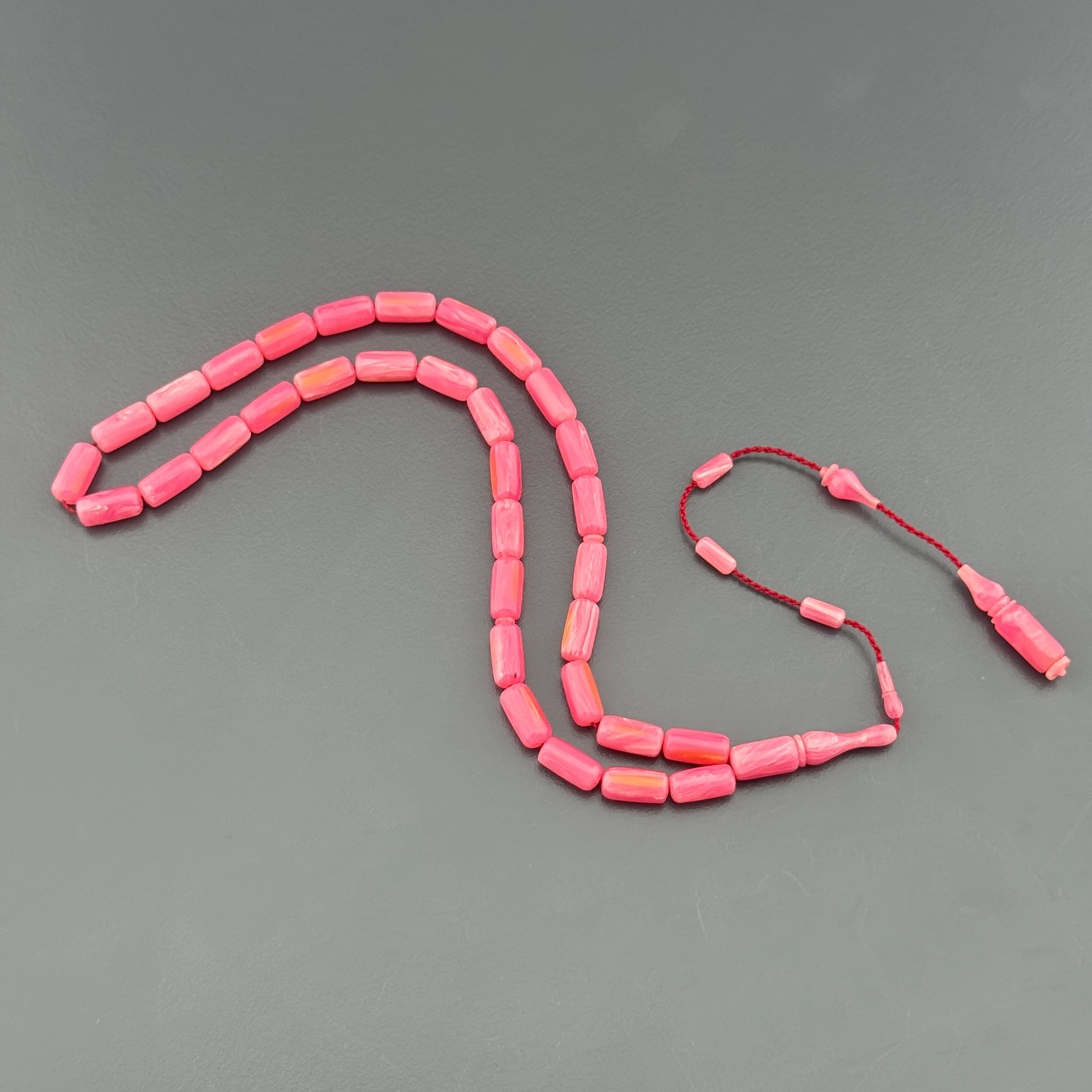 Özel Usta İşçilikli Pembe Kapsül Kesim Sistemli Eski Alman Istaka Obje Tesbih