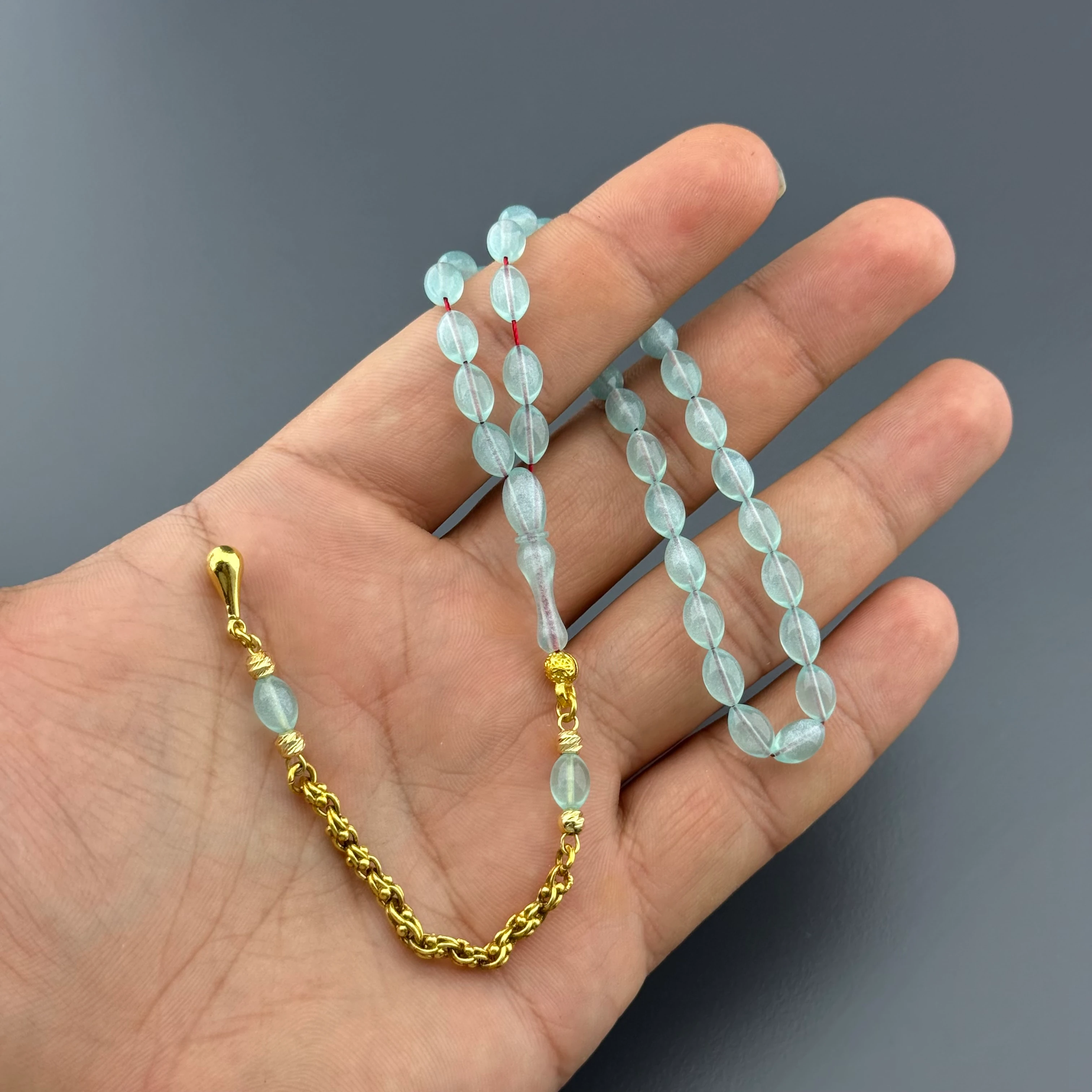 Bilek Boy 925 ayar Gümüş püsküllü Cam Göbeği Yeşil Alman Bakalit Tesbih