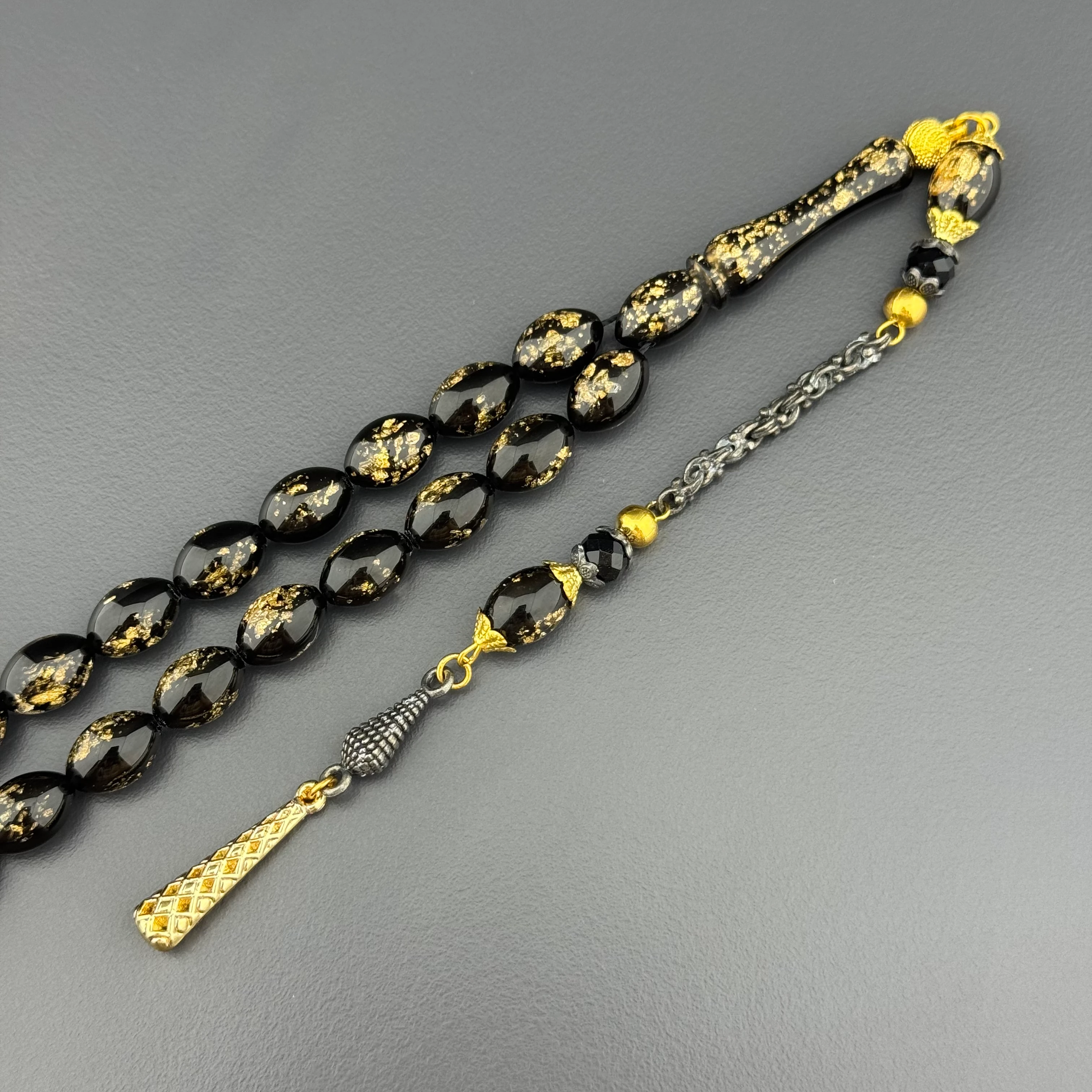 Özel Kadife Kutusunda Sertifikalı Arpa Kesim Golden Rosary Tesbih