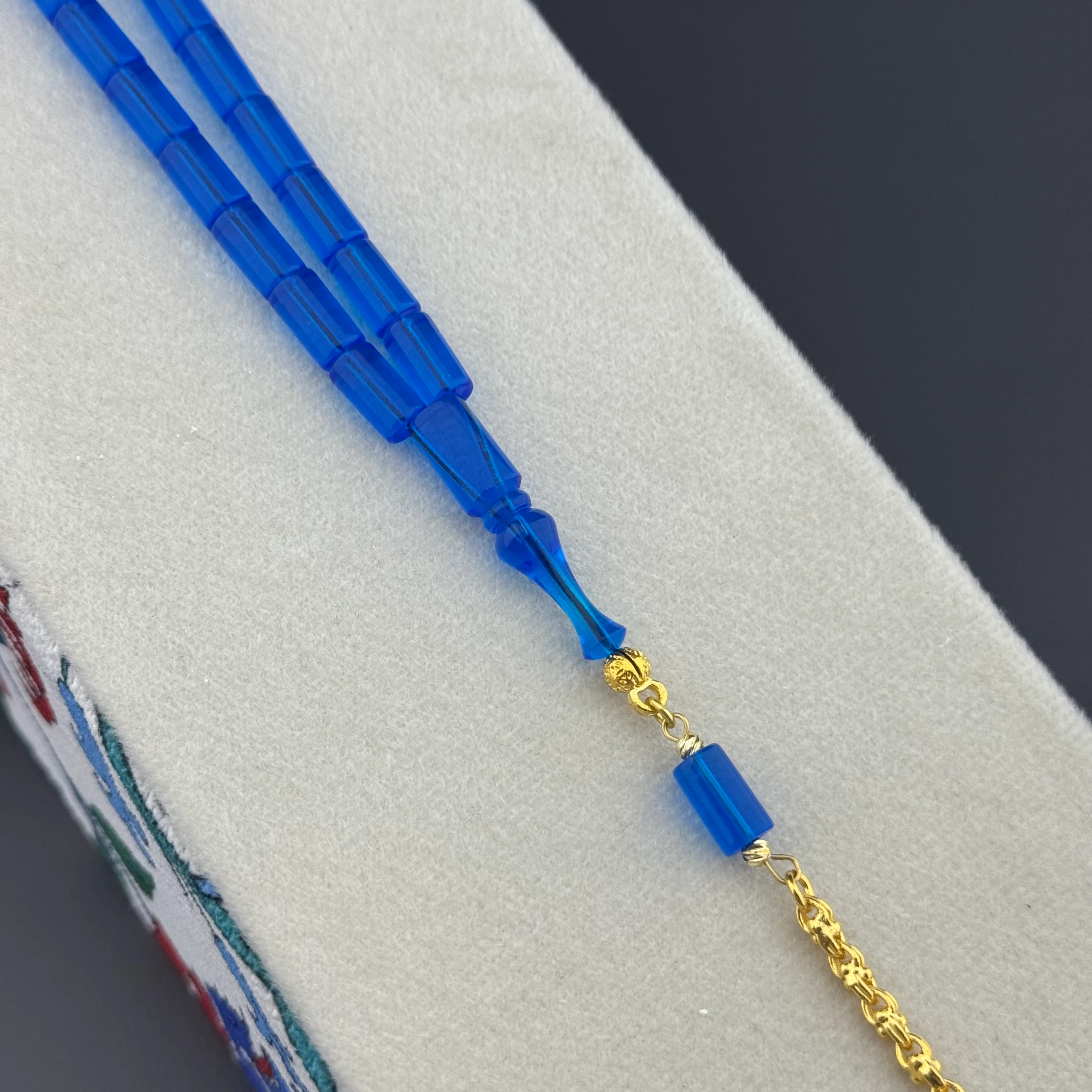 Suat YEŞİLYURT Usta İşçilikli Lacivert Kesme Gümüş Püsküllü Alman Bakalit Tesbih