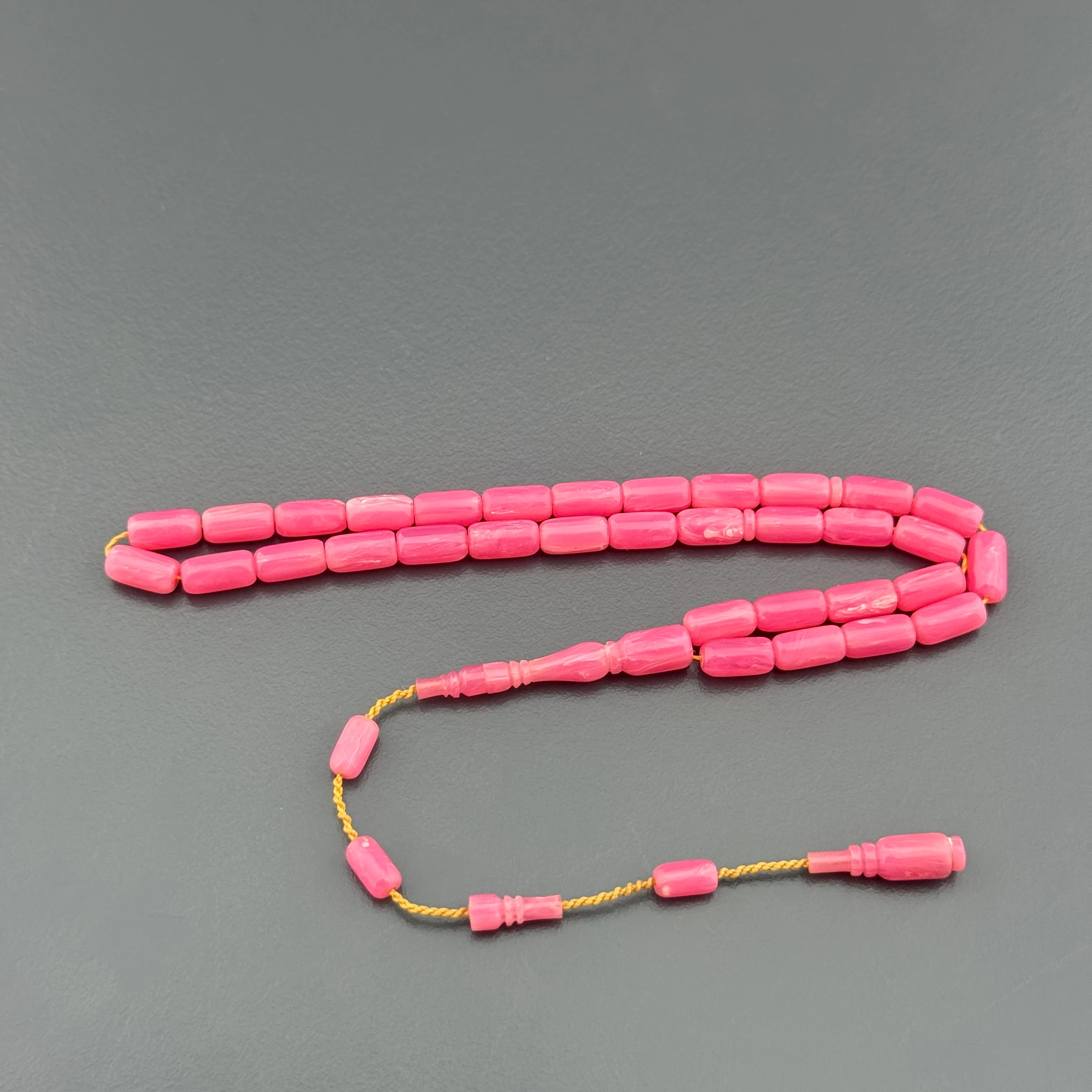 Özel Usta İşçilikli Bilek Boy Pembe Kapsül Kesim Sistemli Eski Alman Istaka Obje Tesbih