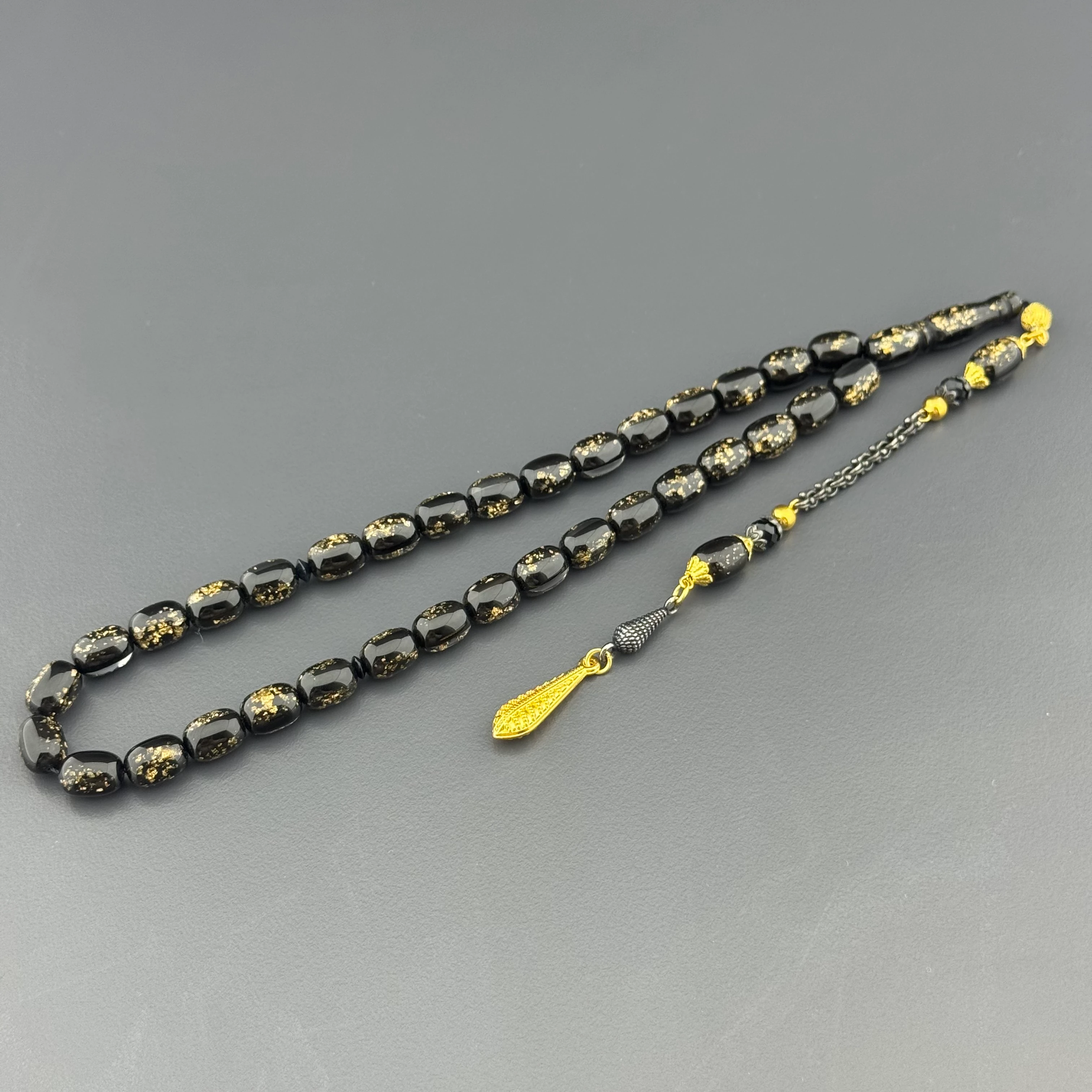 Özel Kutusunda Sertifikalı Kapsül Kesim Golden Rosary Tesbih