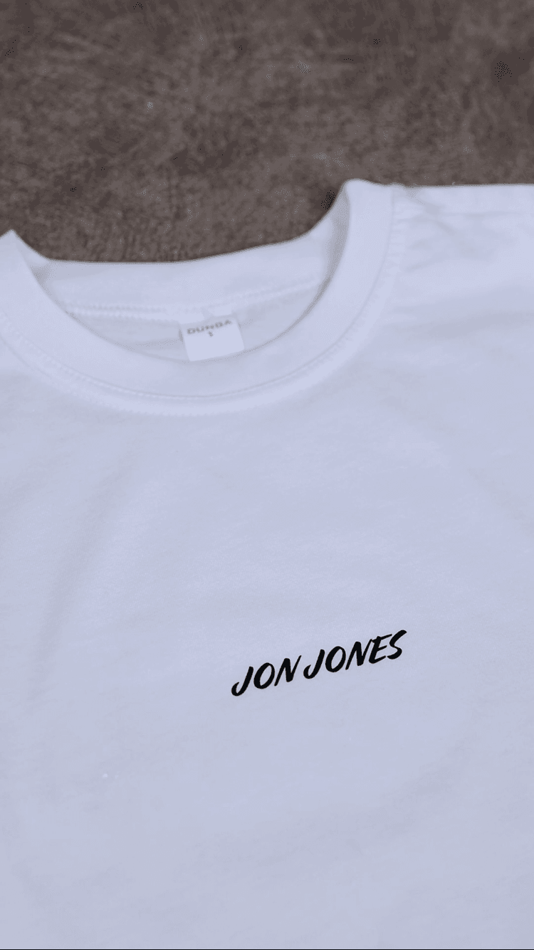 Jon Jones Baskılı Oversize Beyaz Tişört