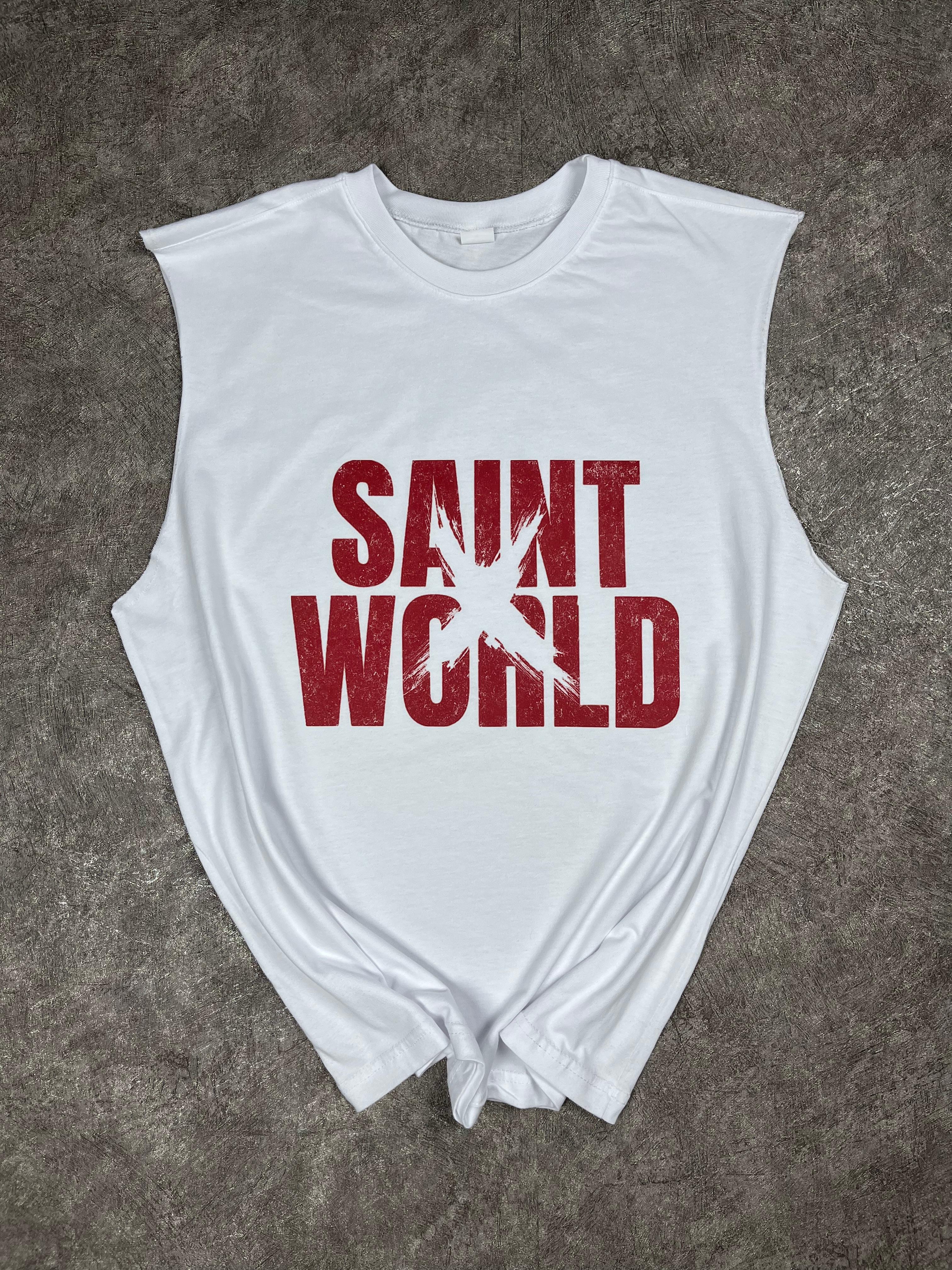 Saint World Baskılı Oversize Atlet - Beyaz