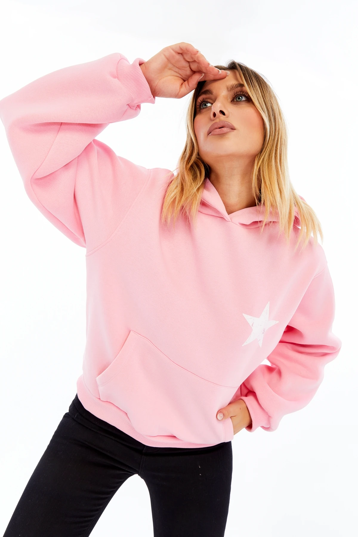 Vintage Yıldız Baskılı Oversize Sweatshirt