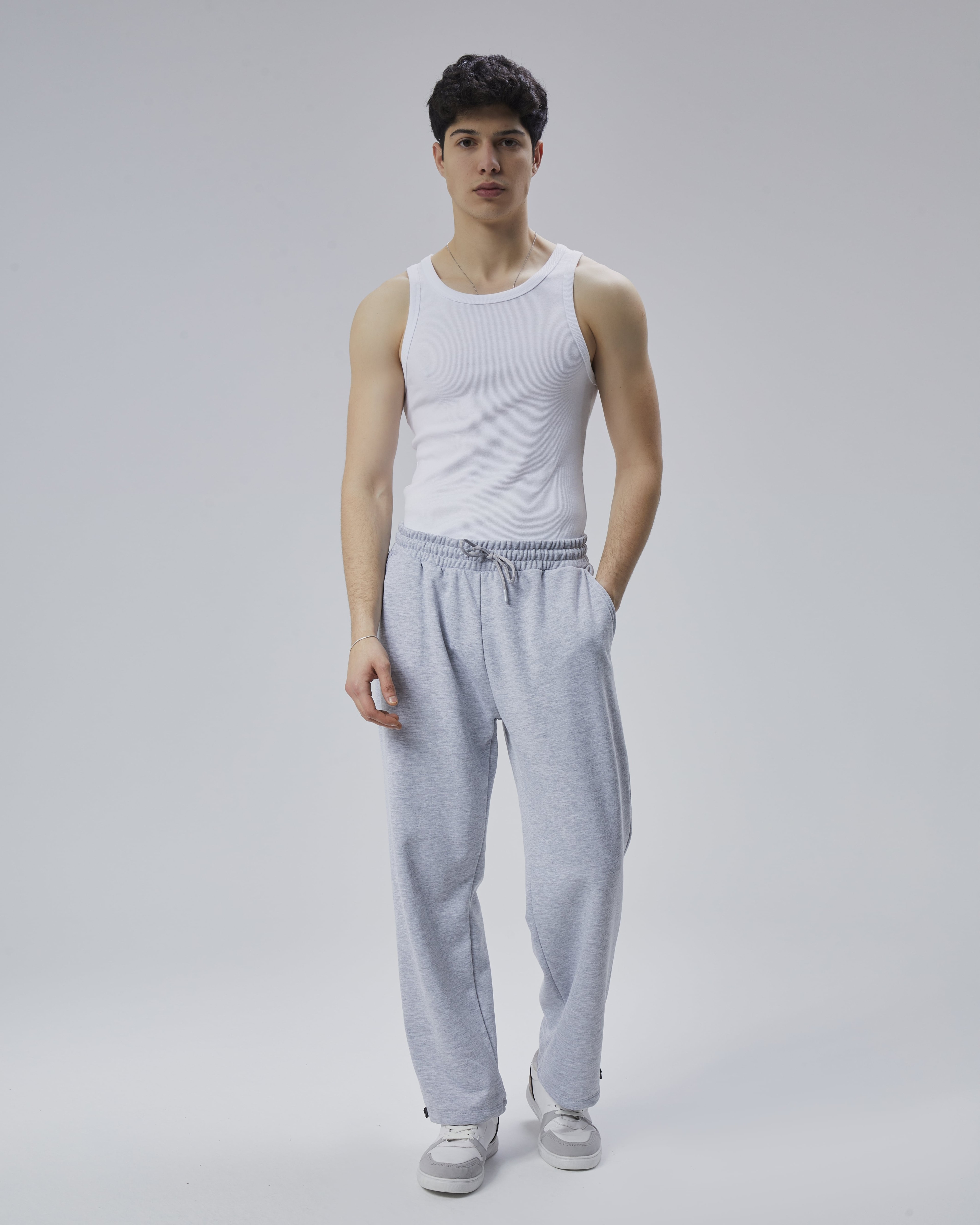 Basic Ayarlanabilir Paça Oversize Eşofman - Gri