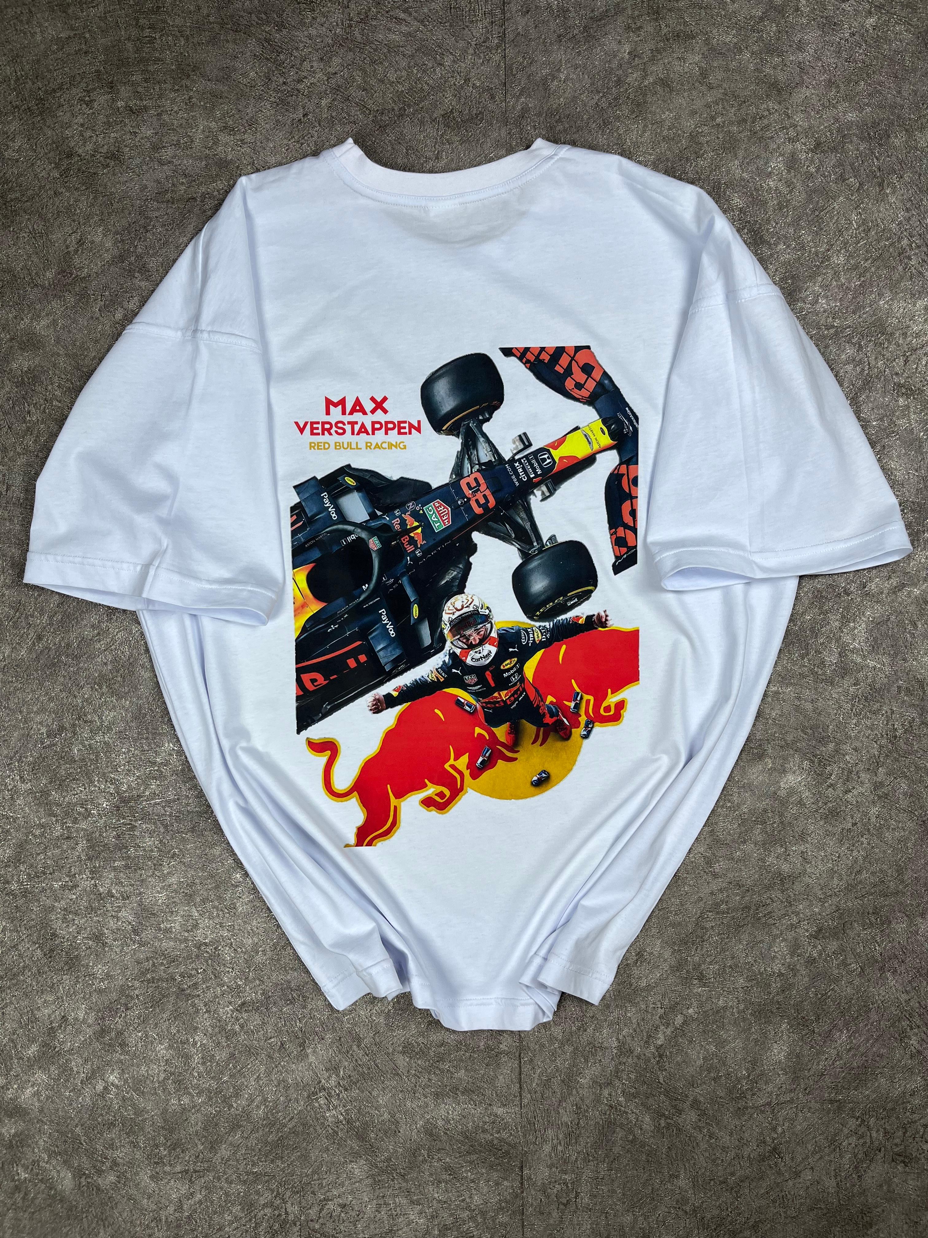 Max Verstappen Baskılı Oversize Beyaz Tişört