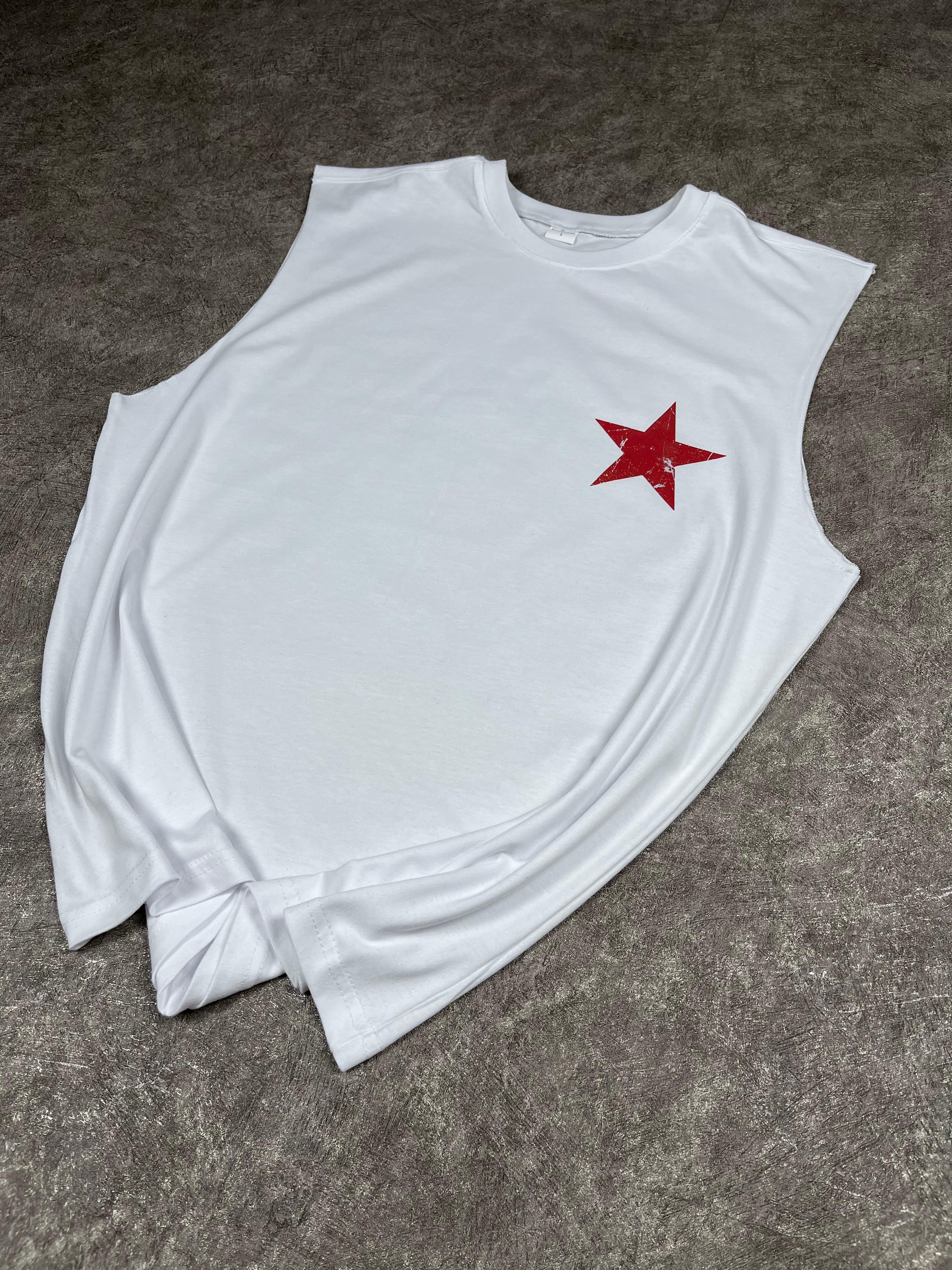 Vintage Yıldız Baskılı Oversize Atlet