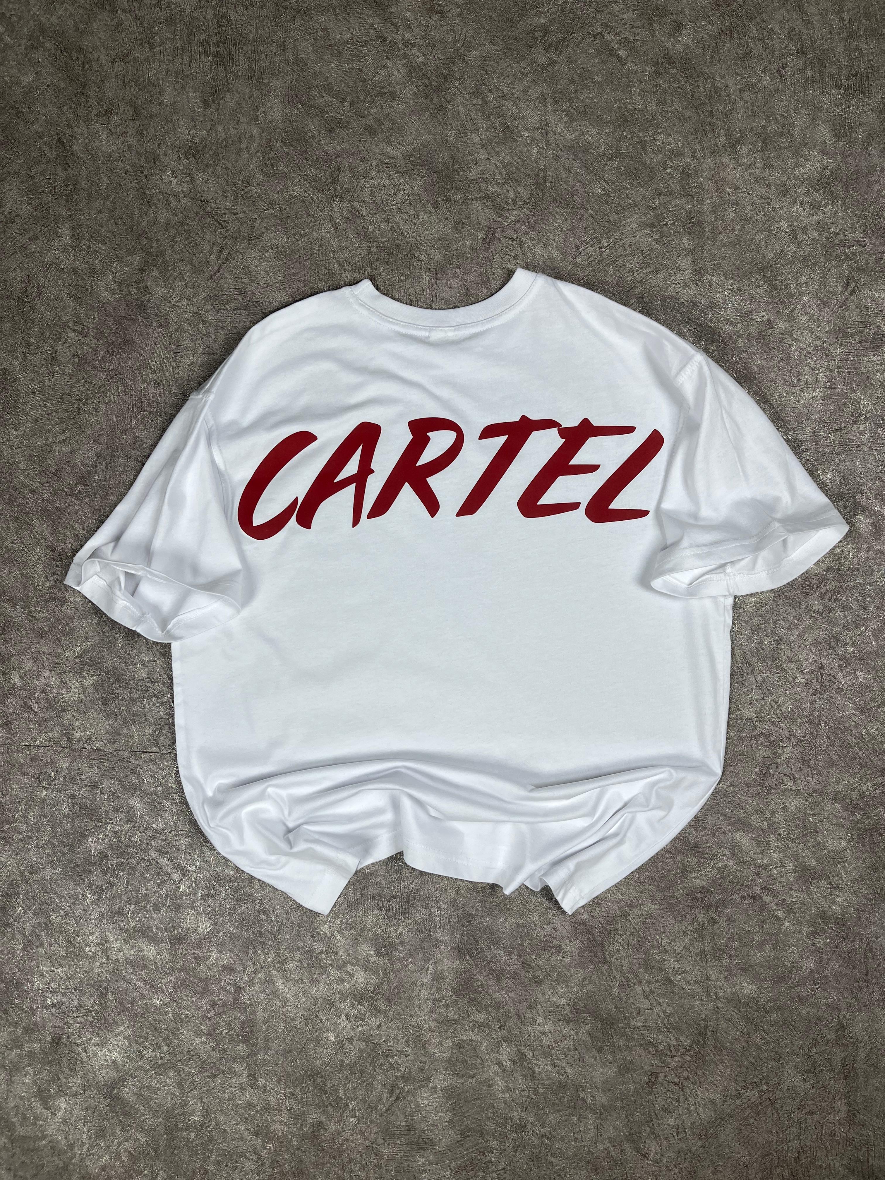 Cartel Baskılı Oversize Beyaz Tişört
