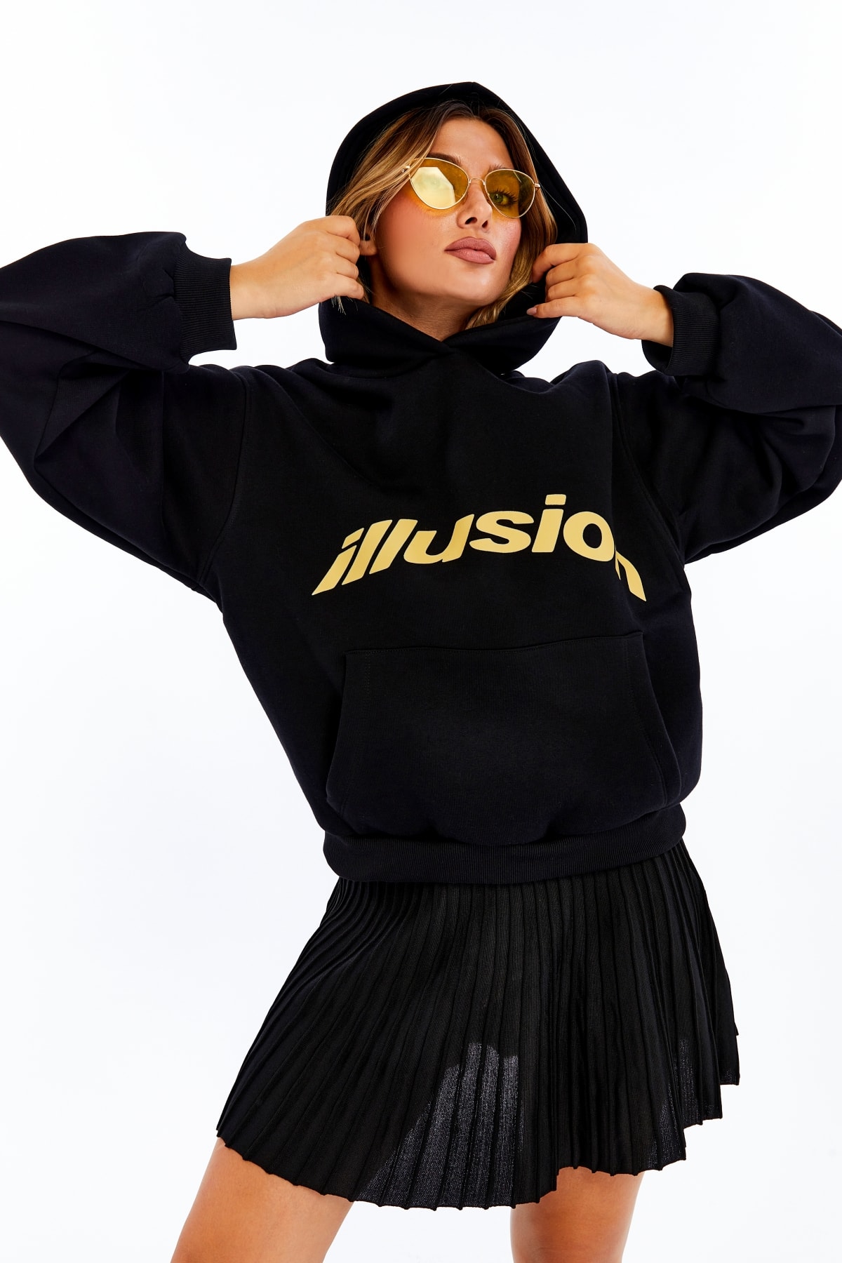illusion Baskılı Oversize Sweatshirt