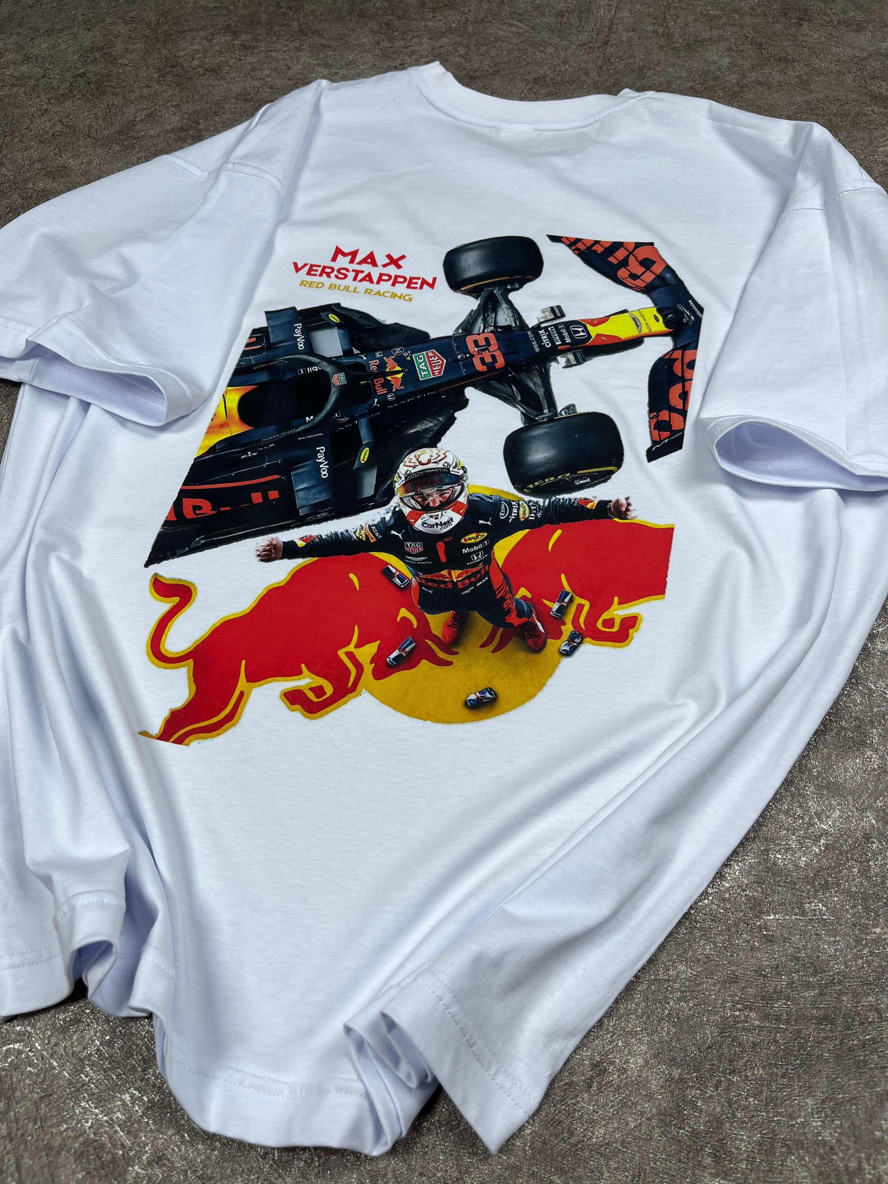 Max Verstappen Baskılı Oversize Beyaz Tişört