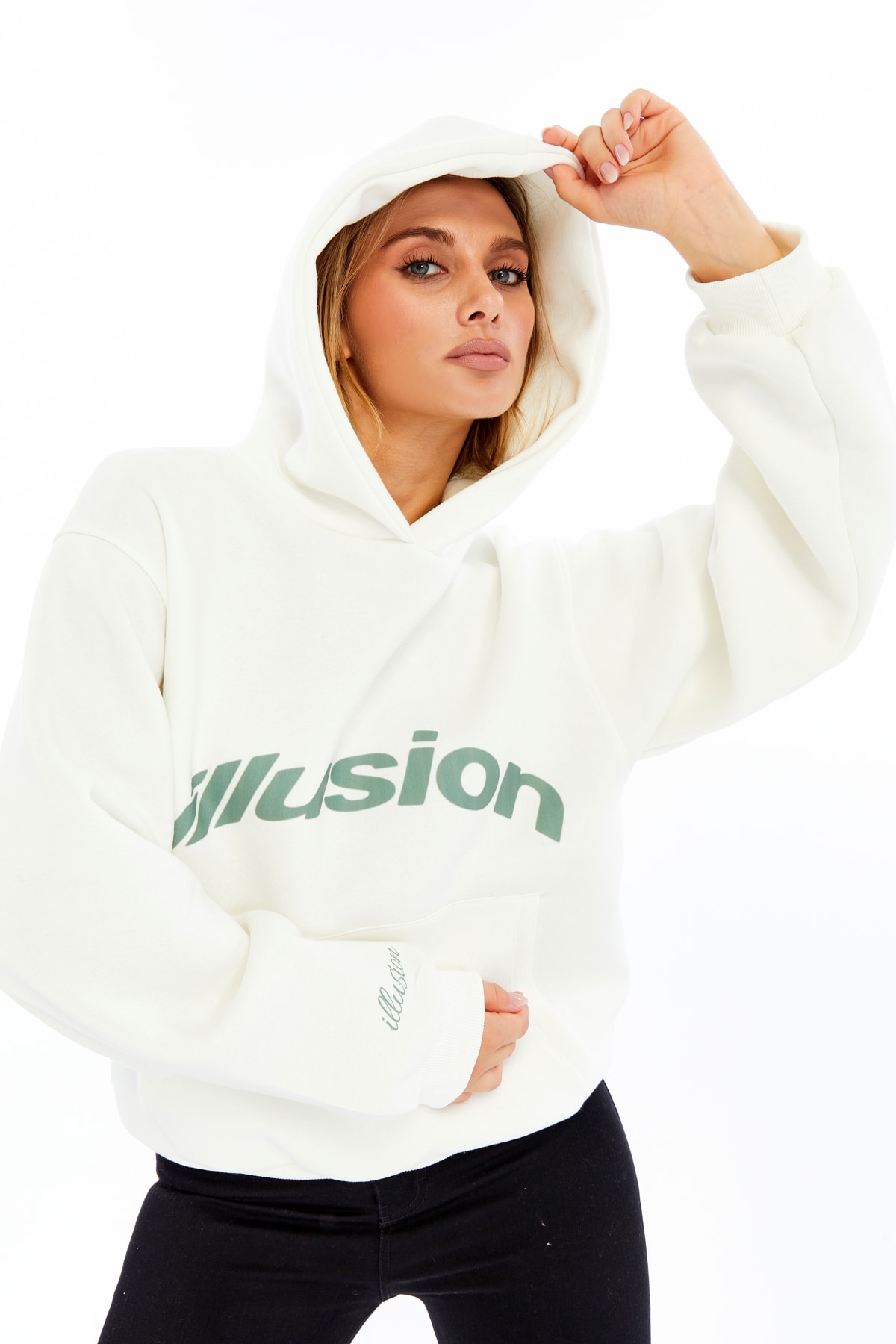 illusion Baskılı Oversize Sweatshirt