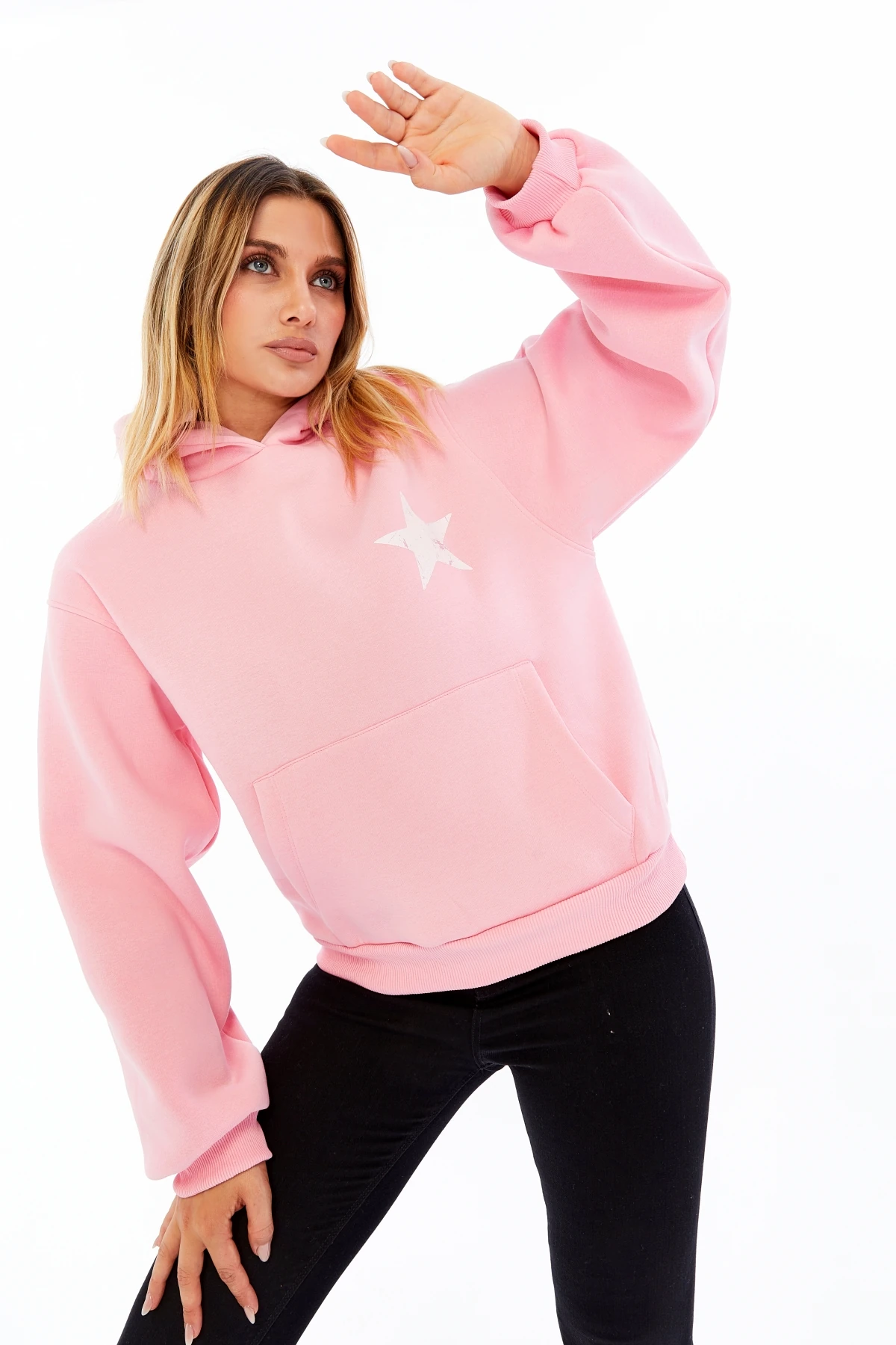 Vintage Yıldız Baskılı Oversize Sweatshirt