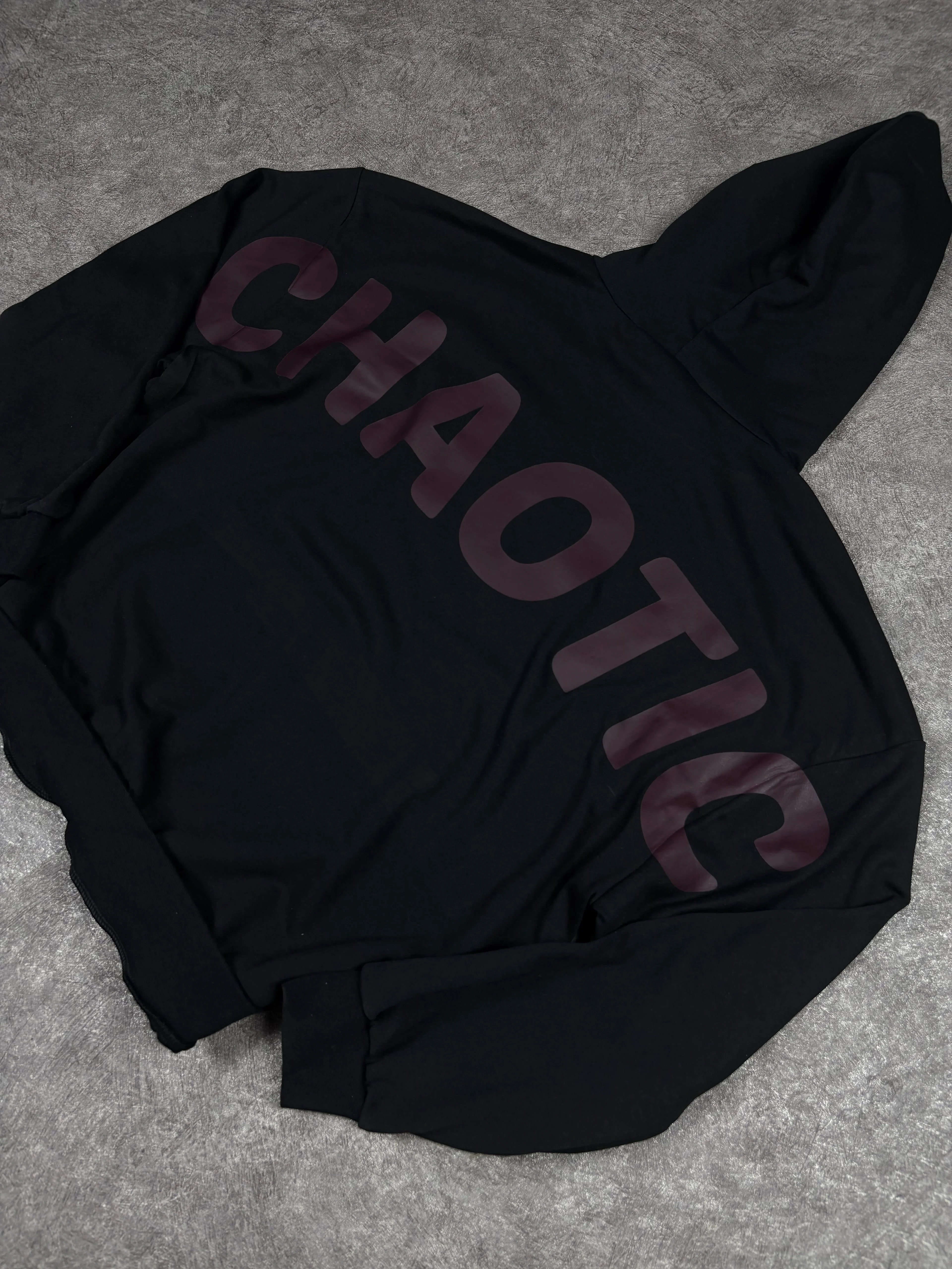 CHAOTIC Baskılı Oversize Siyah Sweatshirt