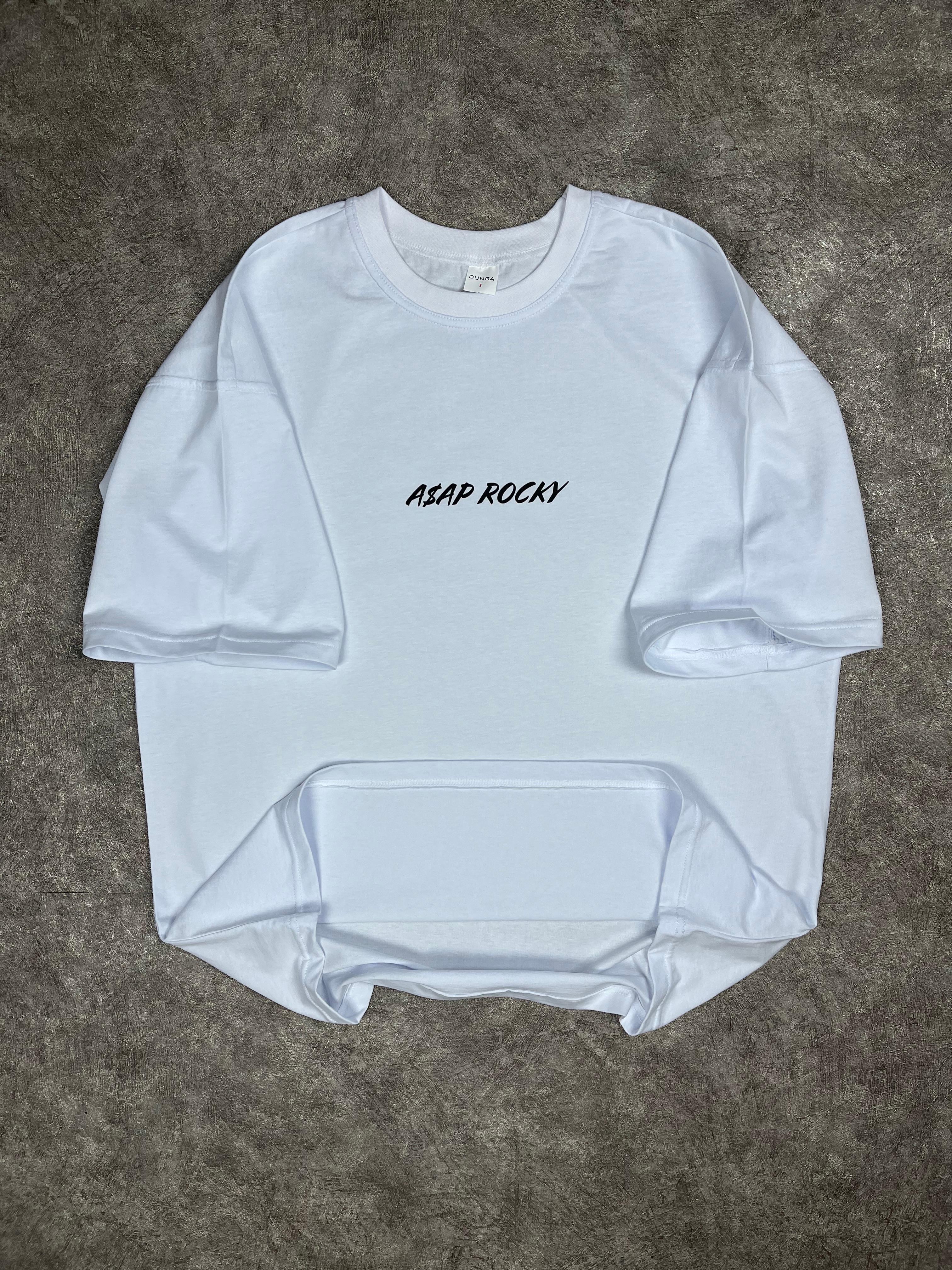 Asap Rocky Baskılı Oversize Beyaz Tişört