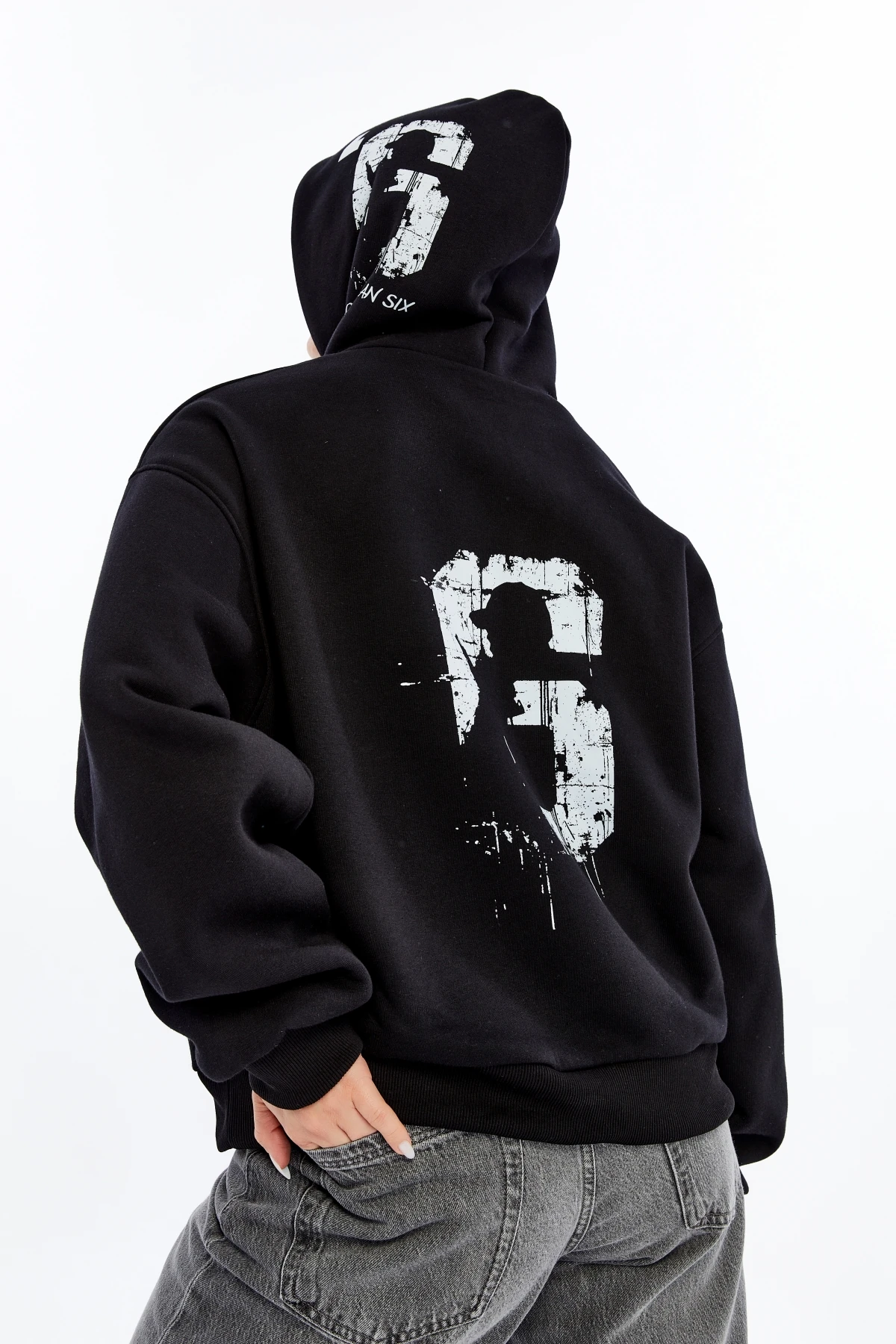 Six More Than Oversized Sweatshirt - Black