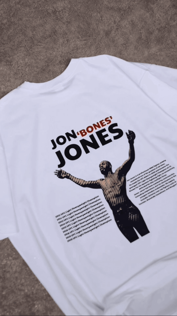 Jon Jones Baskılı Oversize Beyaz Tişört