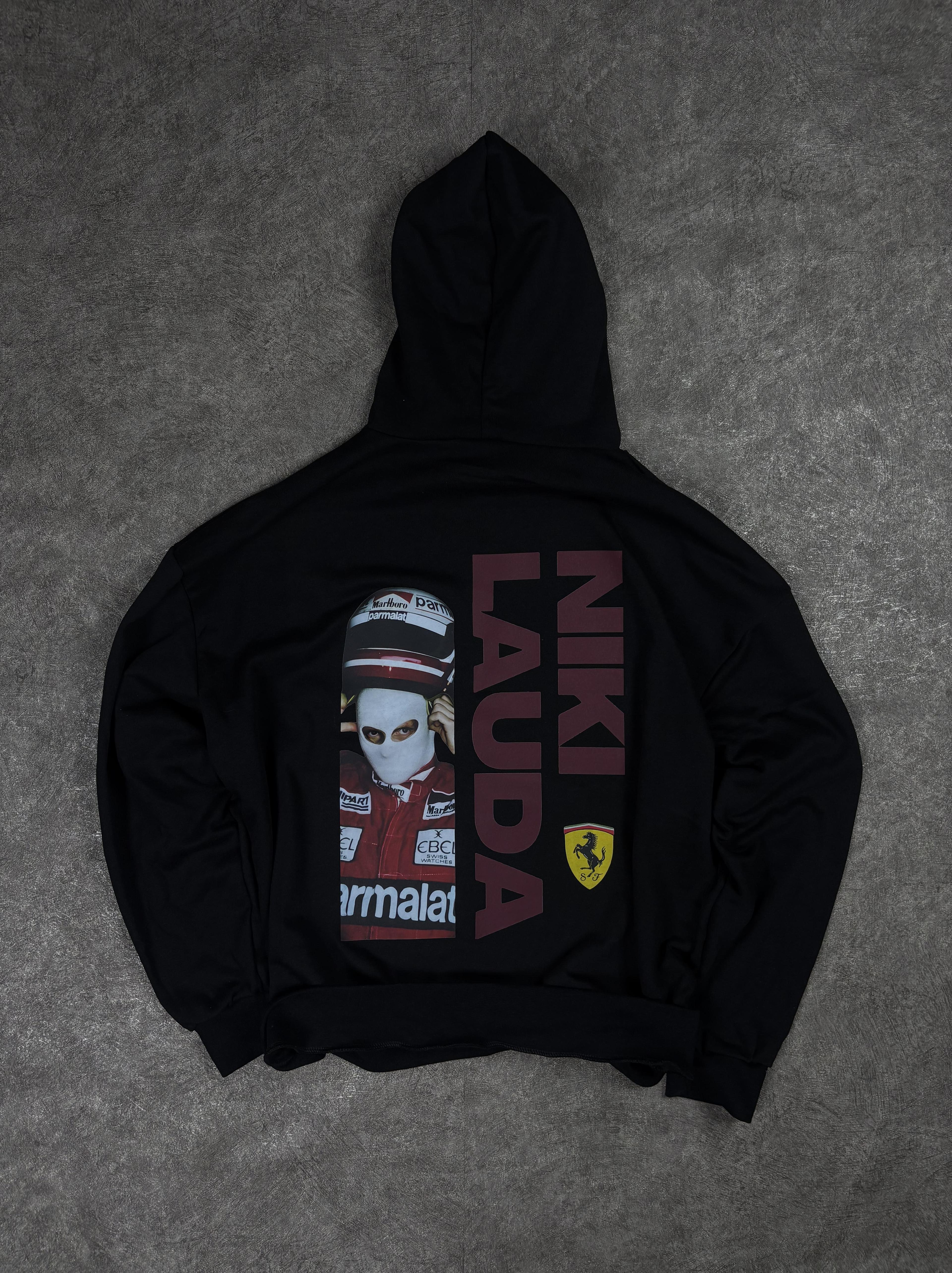 Niki Lauda Baskılı Oversize Mevsimlik Sweatshirt - Siyah