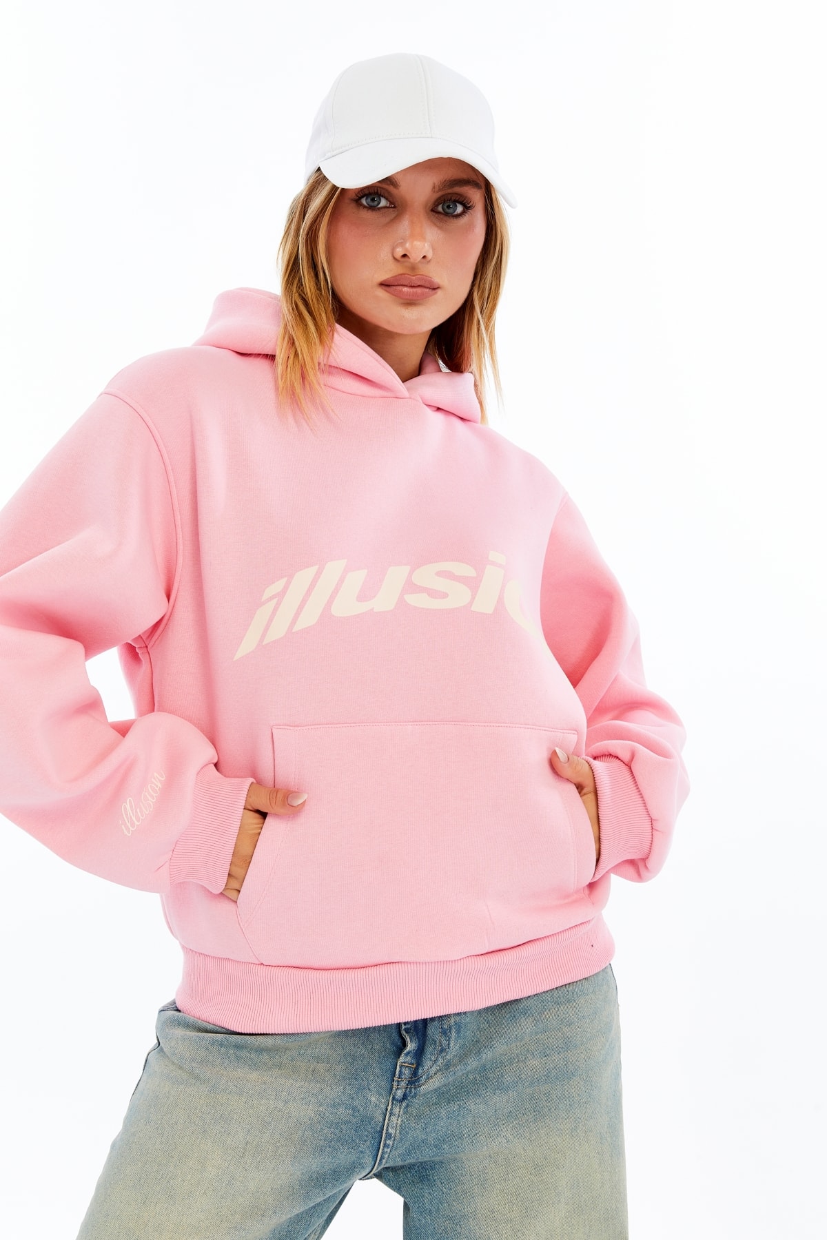 illusion Baskılı Oversize Sweatshirt
