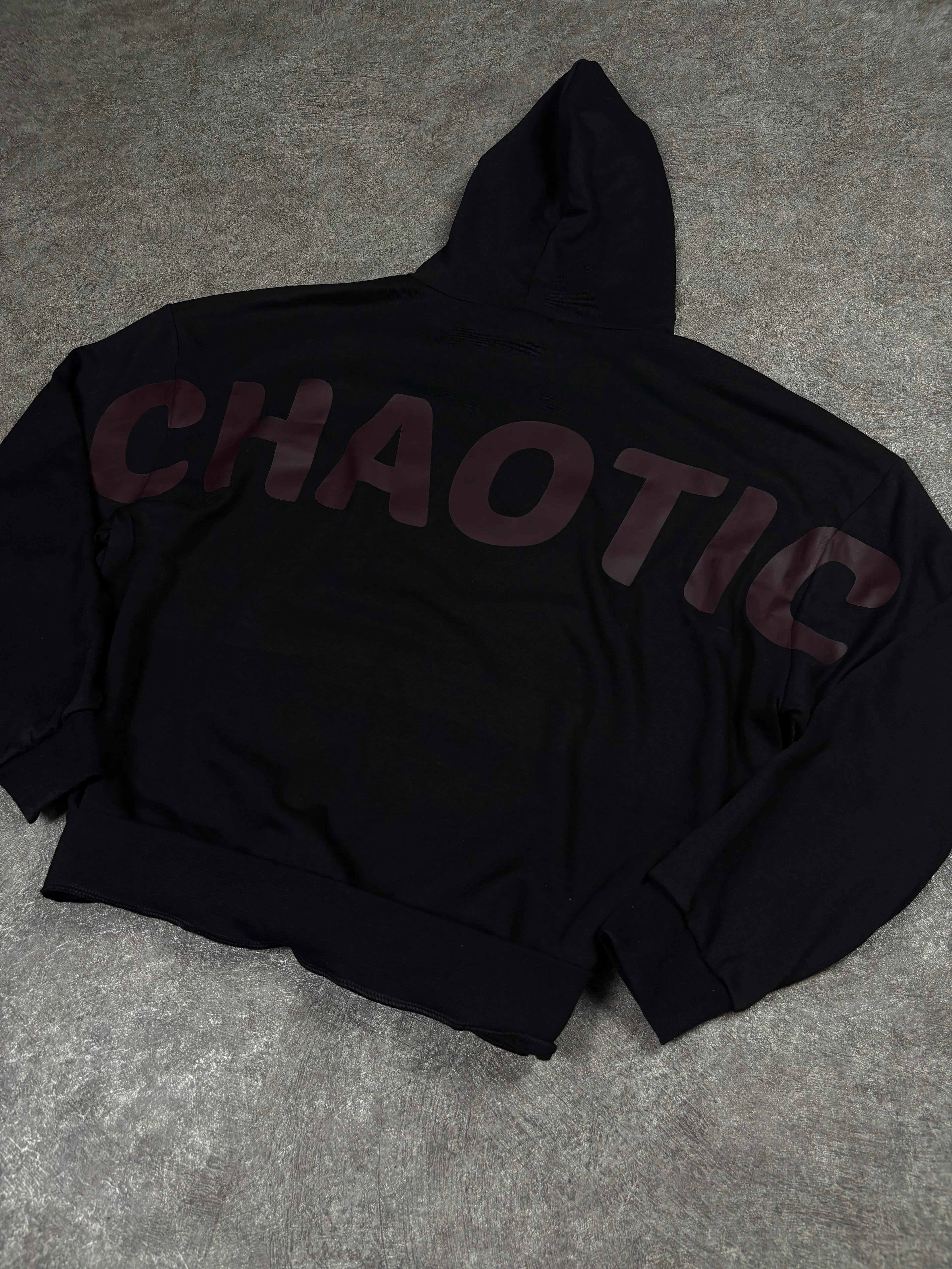 CHAOTIC Baskılı Oversize Siyah Sweatshirt