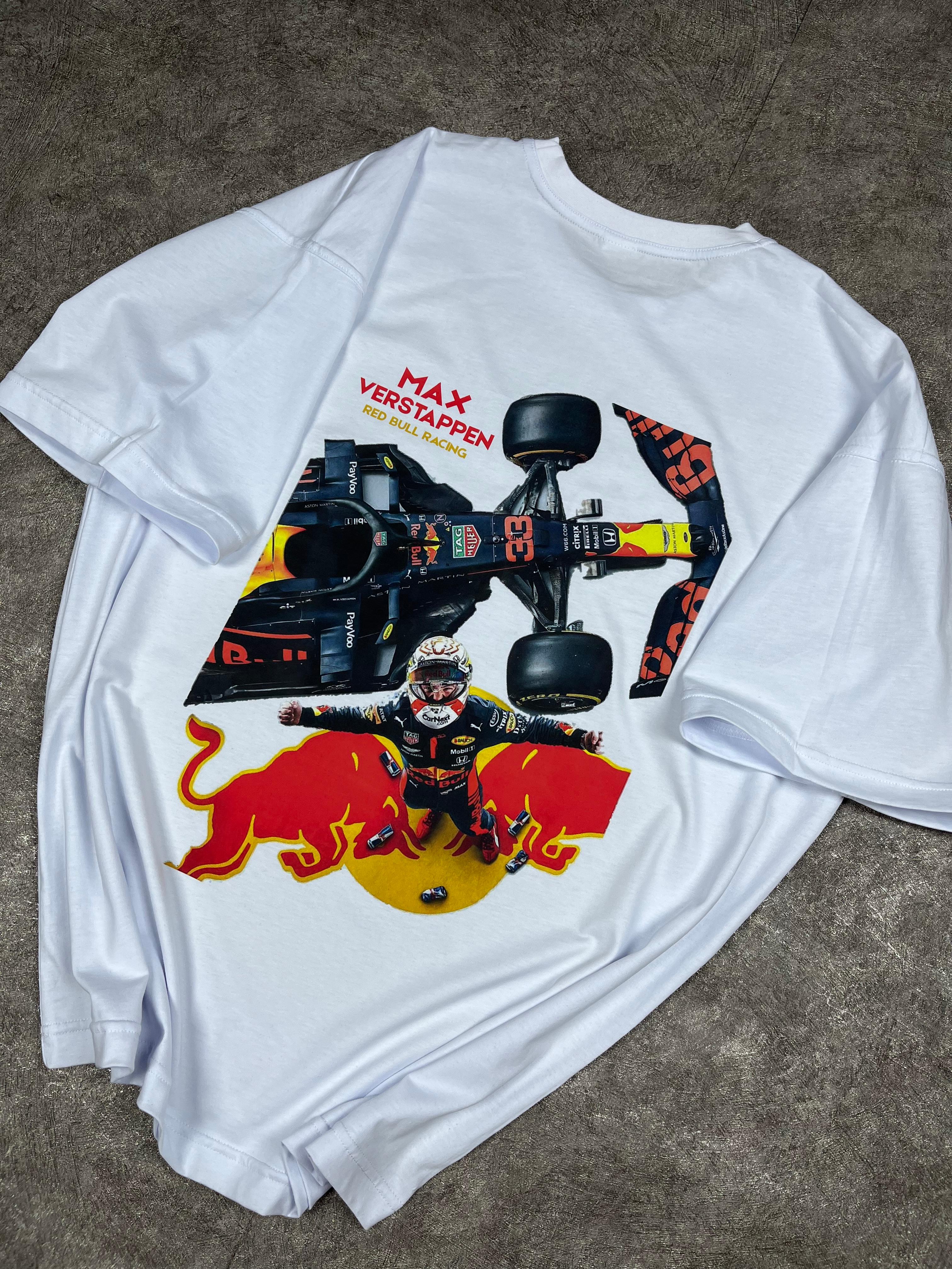 Max Verstappen Baskılı Oversize Beyaz Tişört