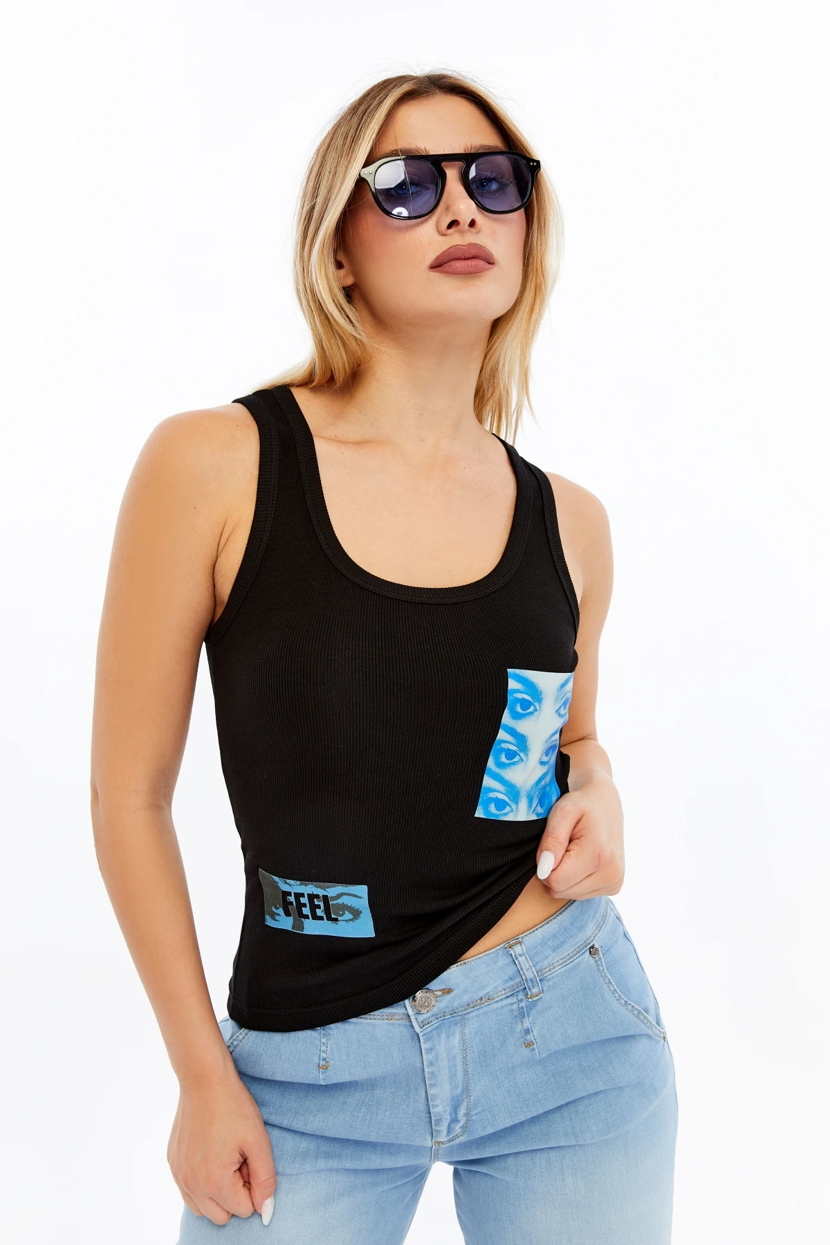 Feel Kadın Fitilli Atlet - Siyah