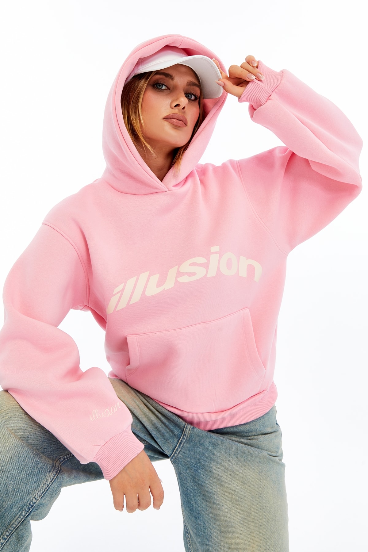 illusion Baskılı Oversize Sweatshirt