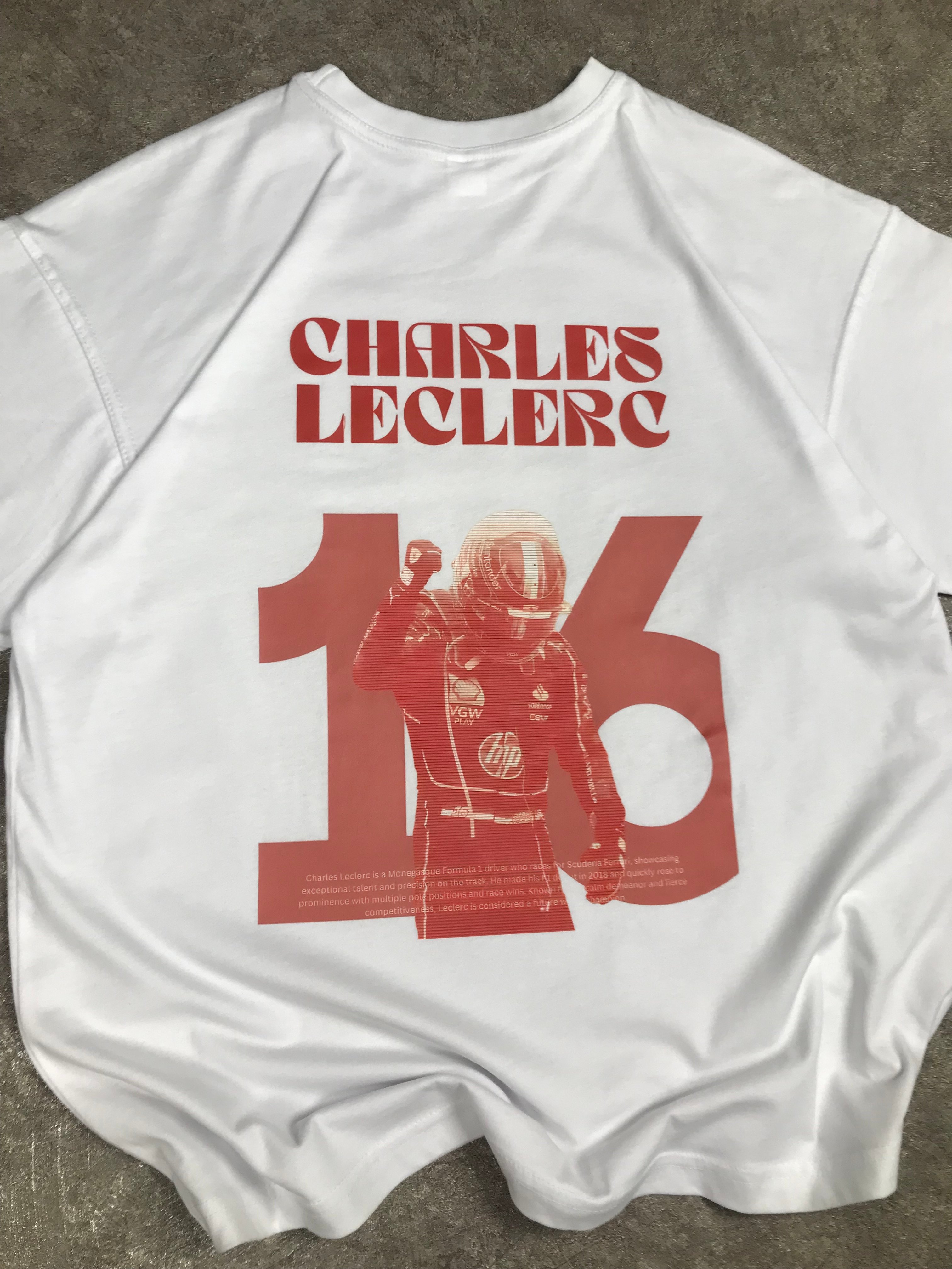 Charles Leclerc Baskılı Oversize Tişört