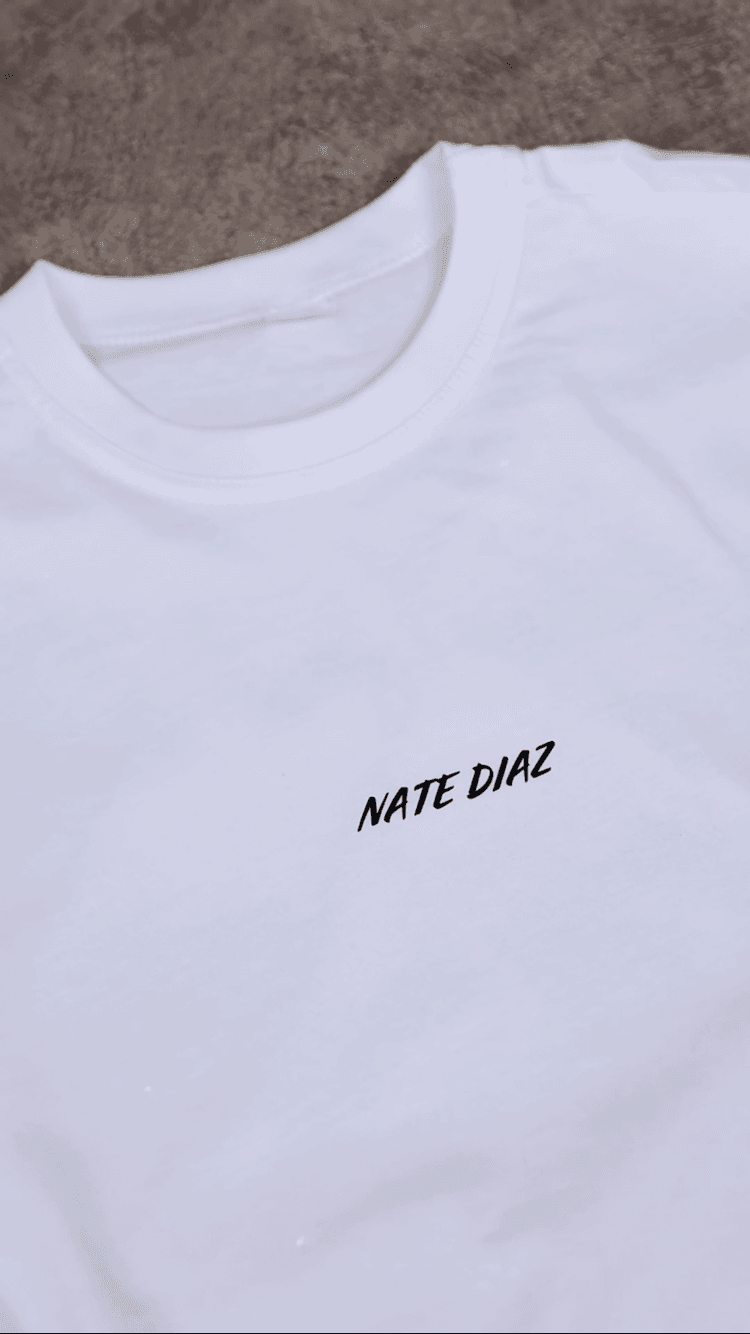 Nate Diaz Baskılı Oversize Beyaz Tişört