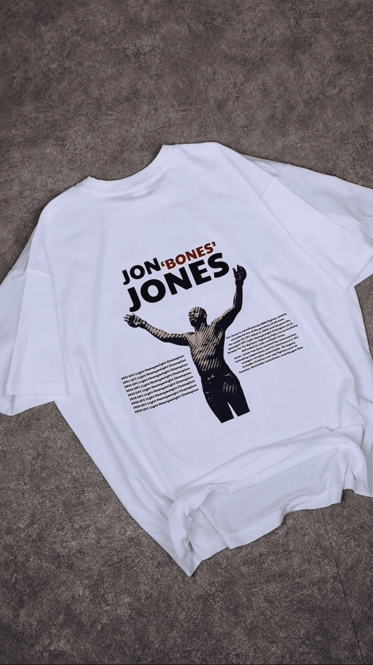 Jon Jones Baskılı Oversize Beyaz Tişört