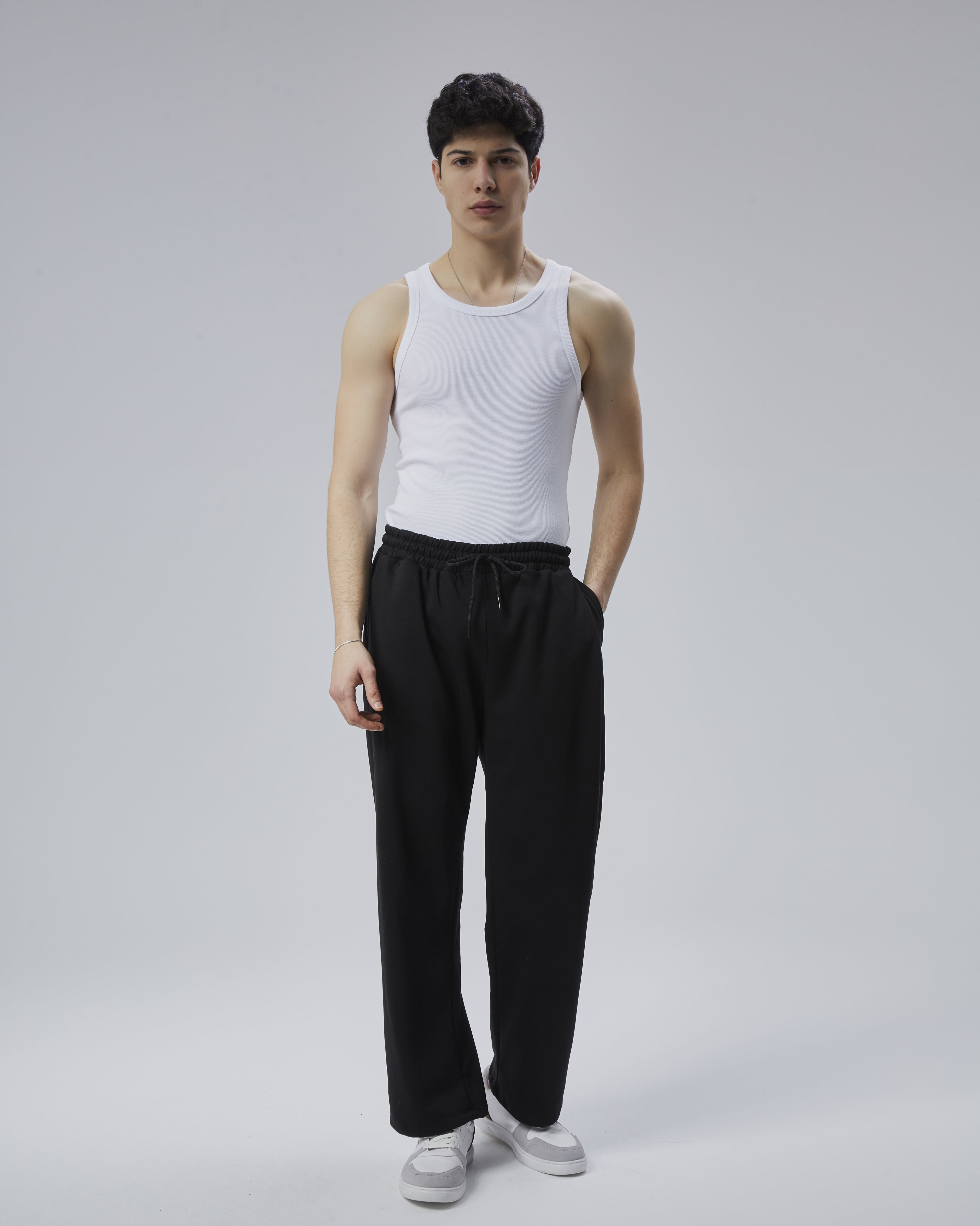 Basic Ayarlanabilir Paça Oversize Eşofman - Siyah