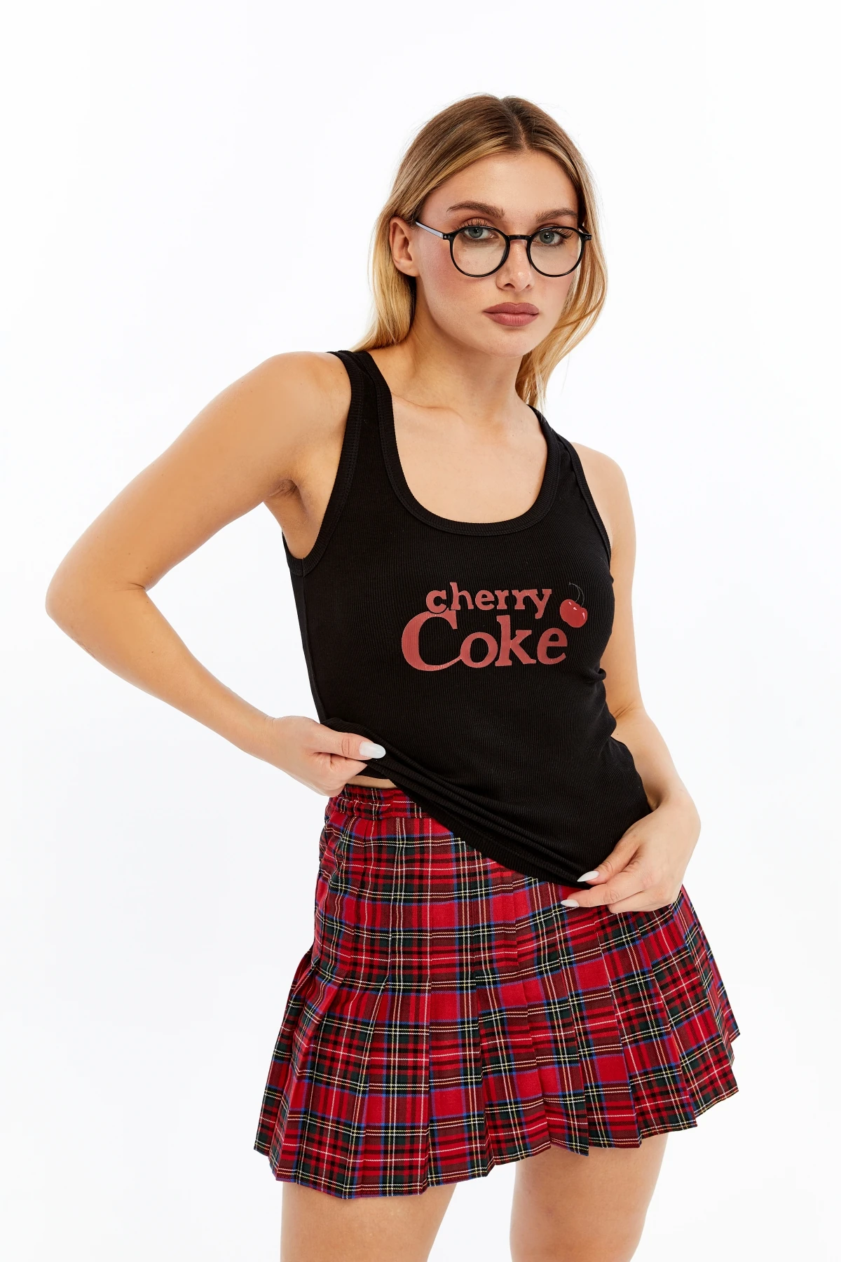 Cherry Coke Kadın Fitilli Atlet - Siyah