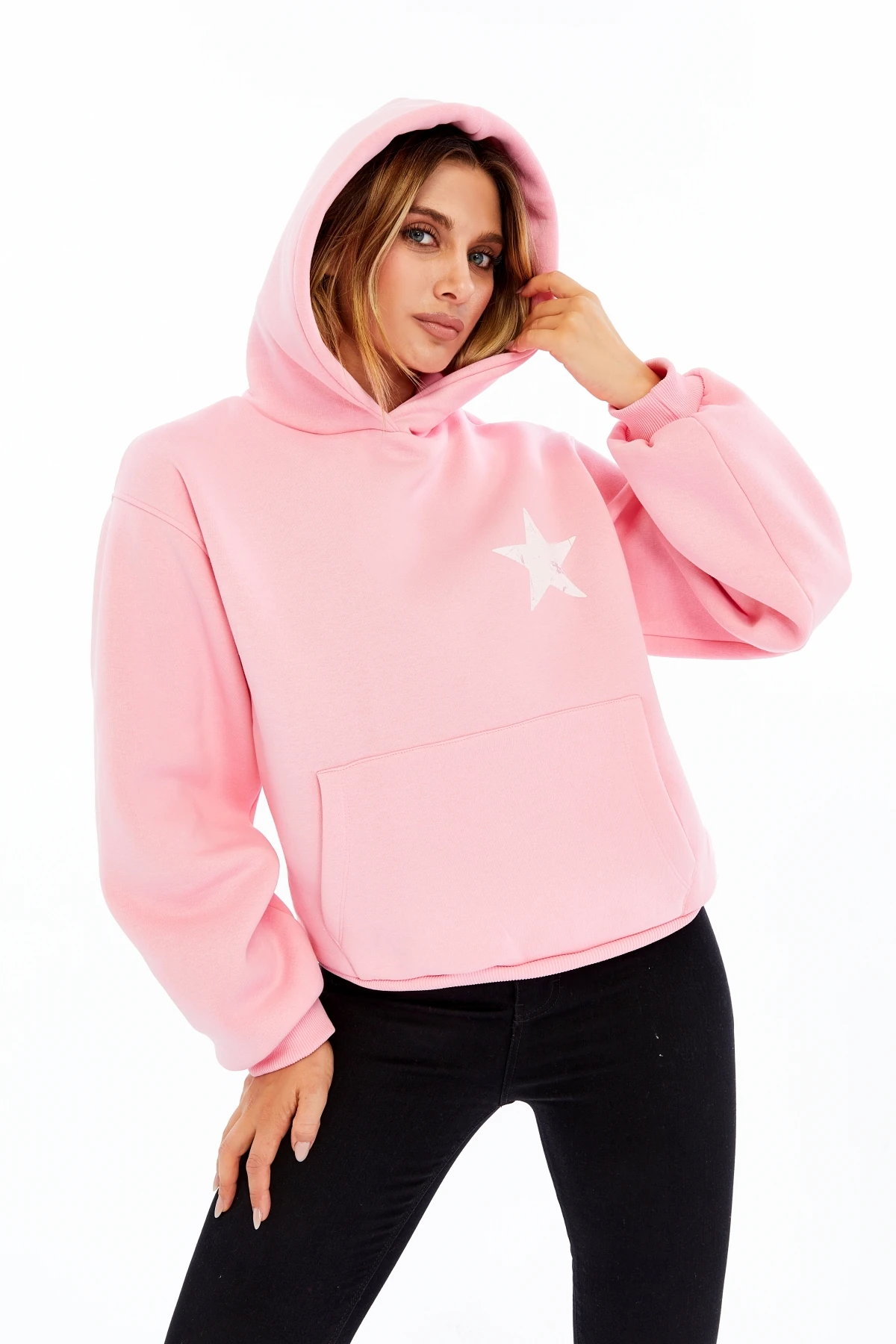 Vintage Yıldız Baskılı Oversize Sweatshirt