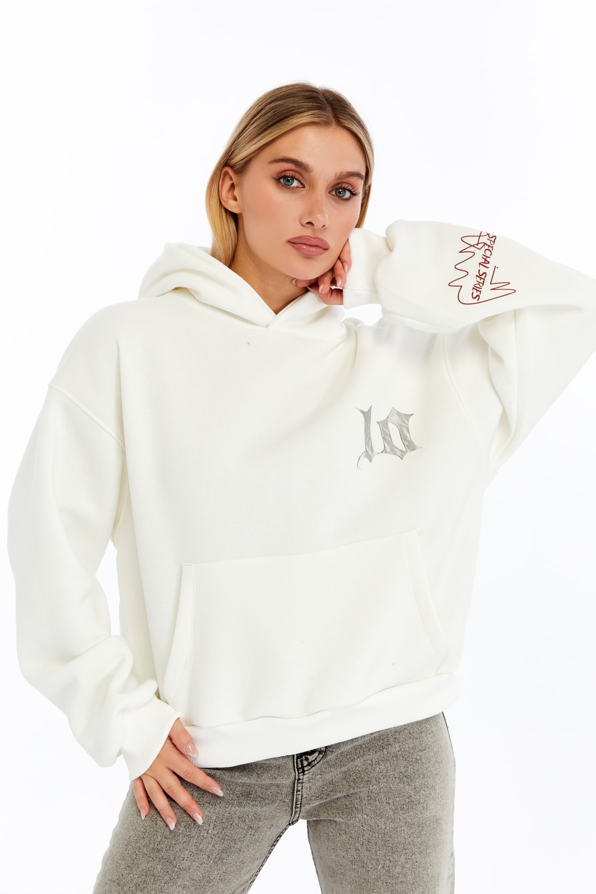 Dunga Special Series Oversize Kadın Sweatshirt - Ekru