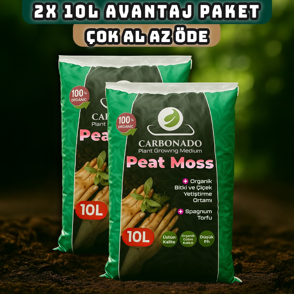 Peat Moss 10L x2 | Doğal Torf Toprağı | Saksı ve Fide İçin Zengin Nem Desteği - Avantaj Paket
