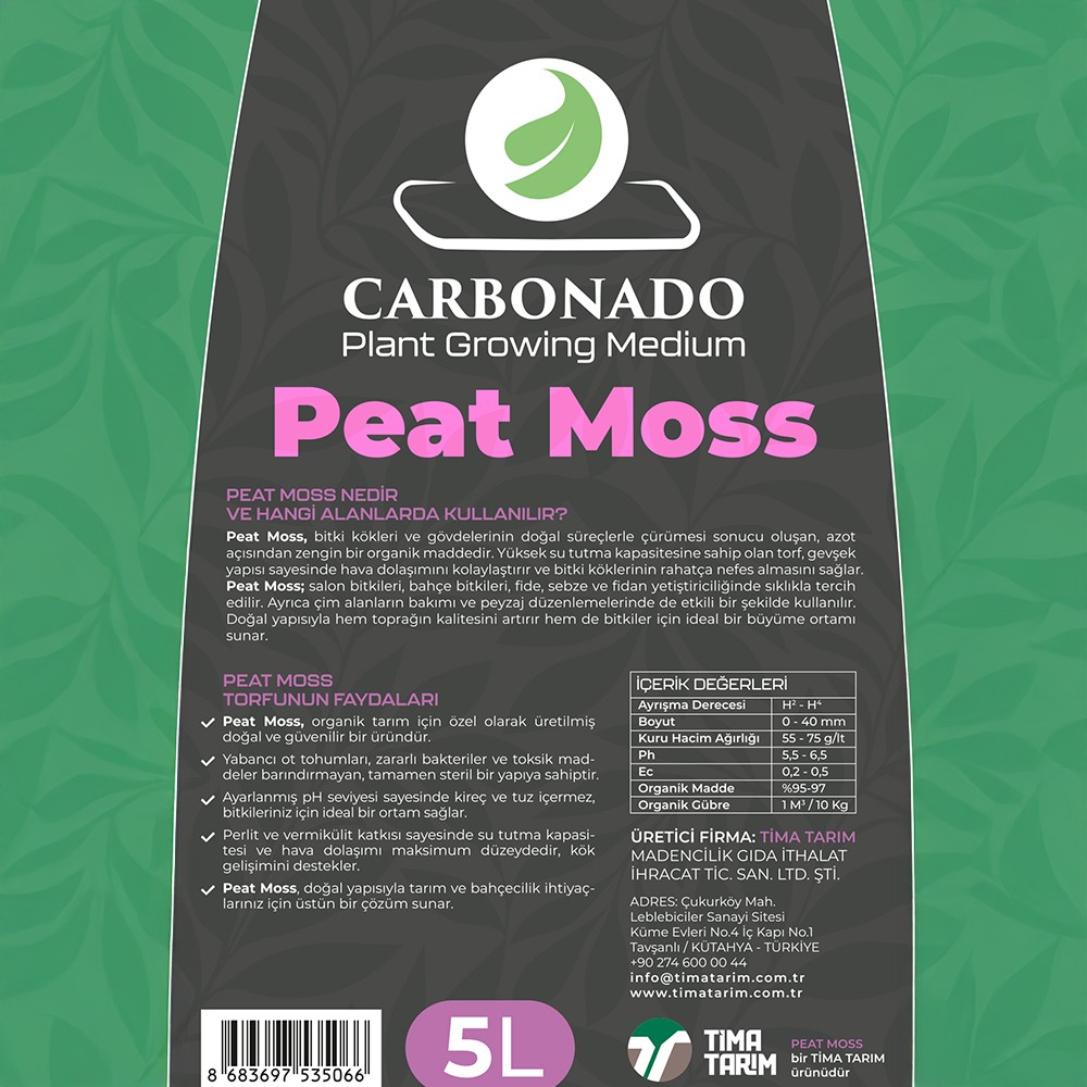 Peat Moss Spagnum Torfu 5L – Organik Bitki ve Çiçek Yetiştirme Ortamı