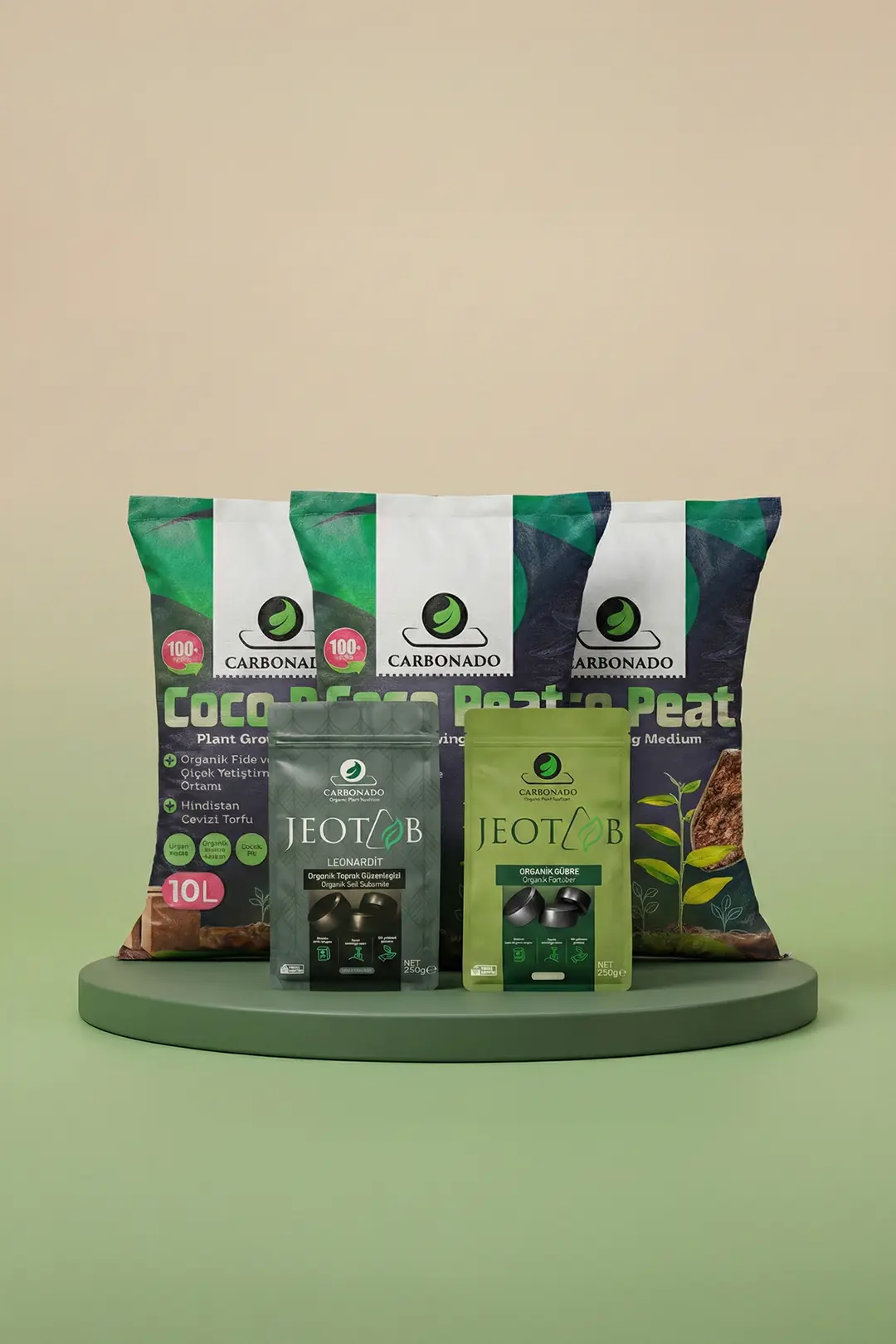 Coco Peat 10 L (3 Adet) + Jeotab Leonardit ve Organik Gübre Yetiştirme