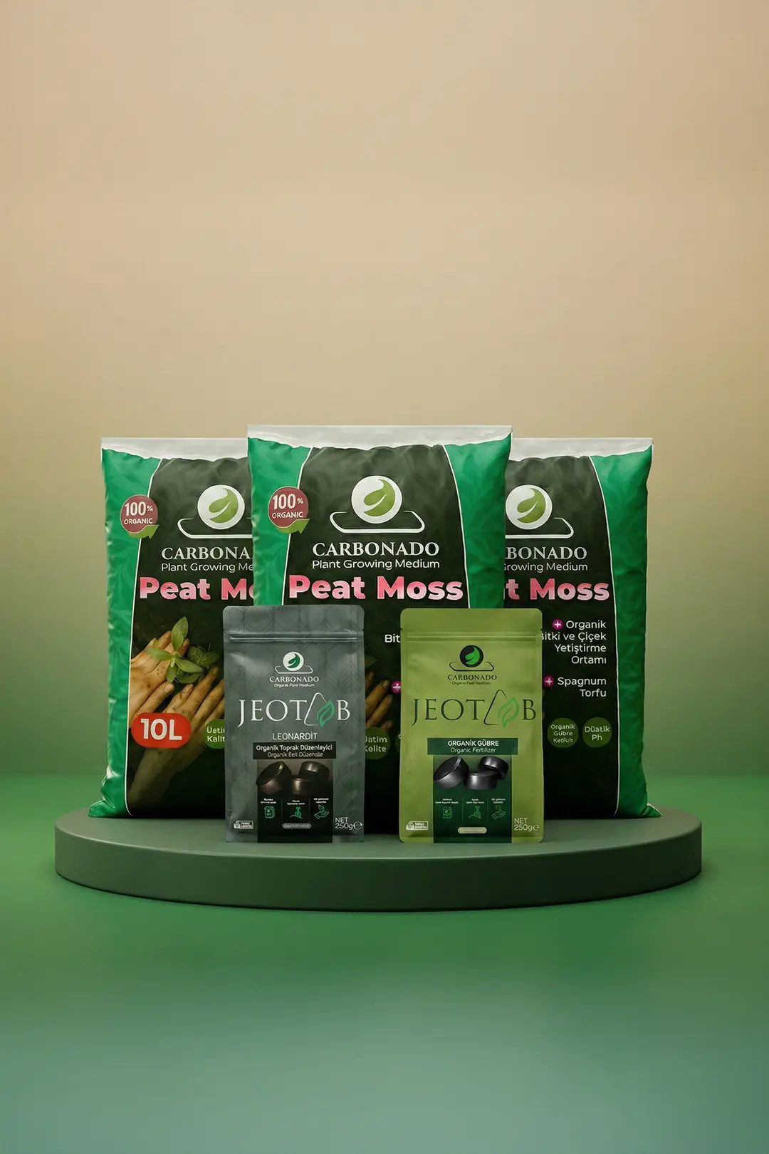 Peat Moss 10 L (3 Adet) + Jeotab Leonardit ve Organik Gübre Yetiştirme