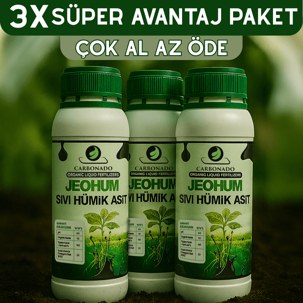 Jeohum Sıvı Hümik Asit 1 Litre x 3 | Süper Avantaj Paketi – Bitkinin Organik Sütü