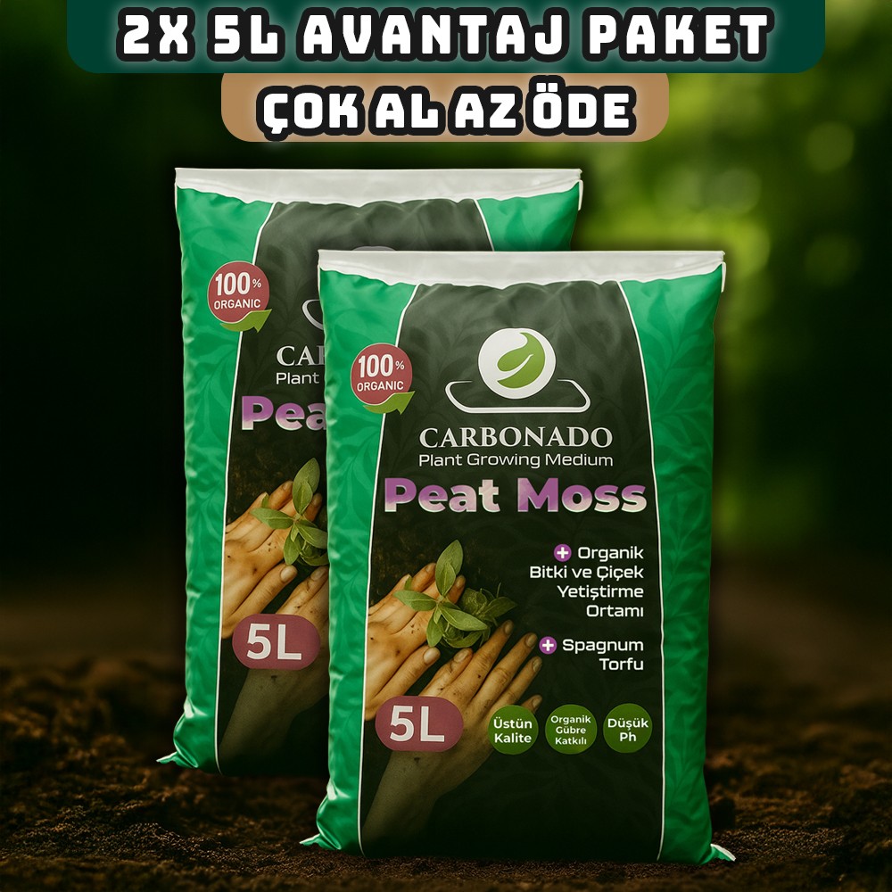 Peat Moss 5L x2 | Organik Torf Toprak | Saksı ve Fide İçin Doğal Yetiştirme Ortamı - Avantaj Paket